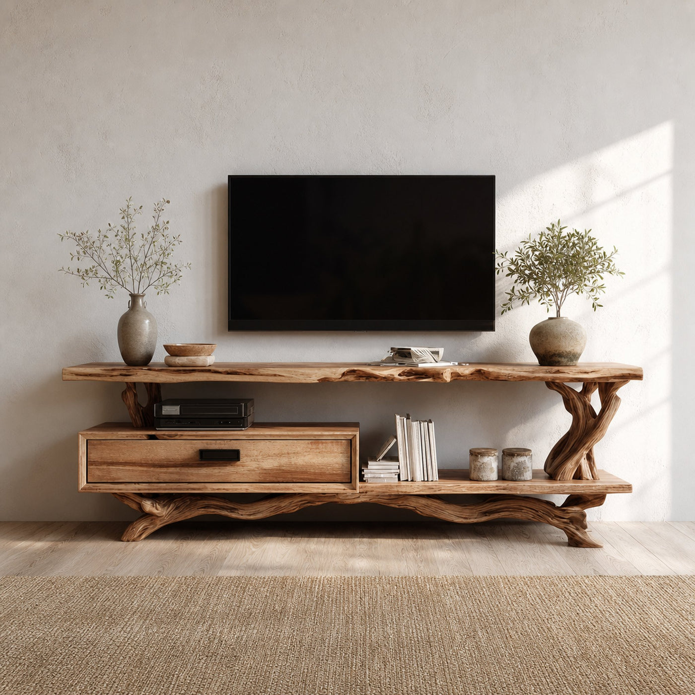 Rustic Live Edge TV Cabinet Living Room