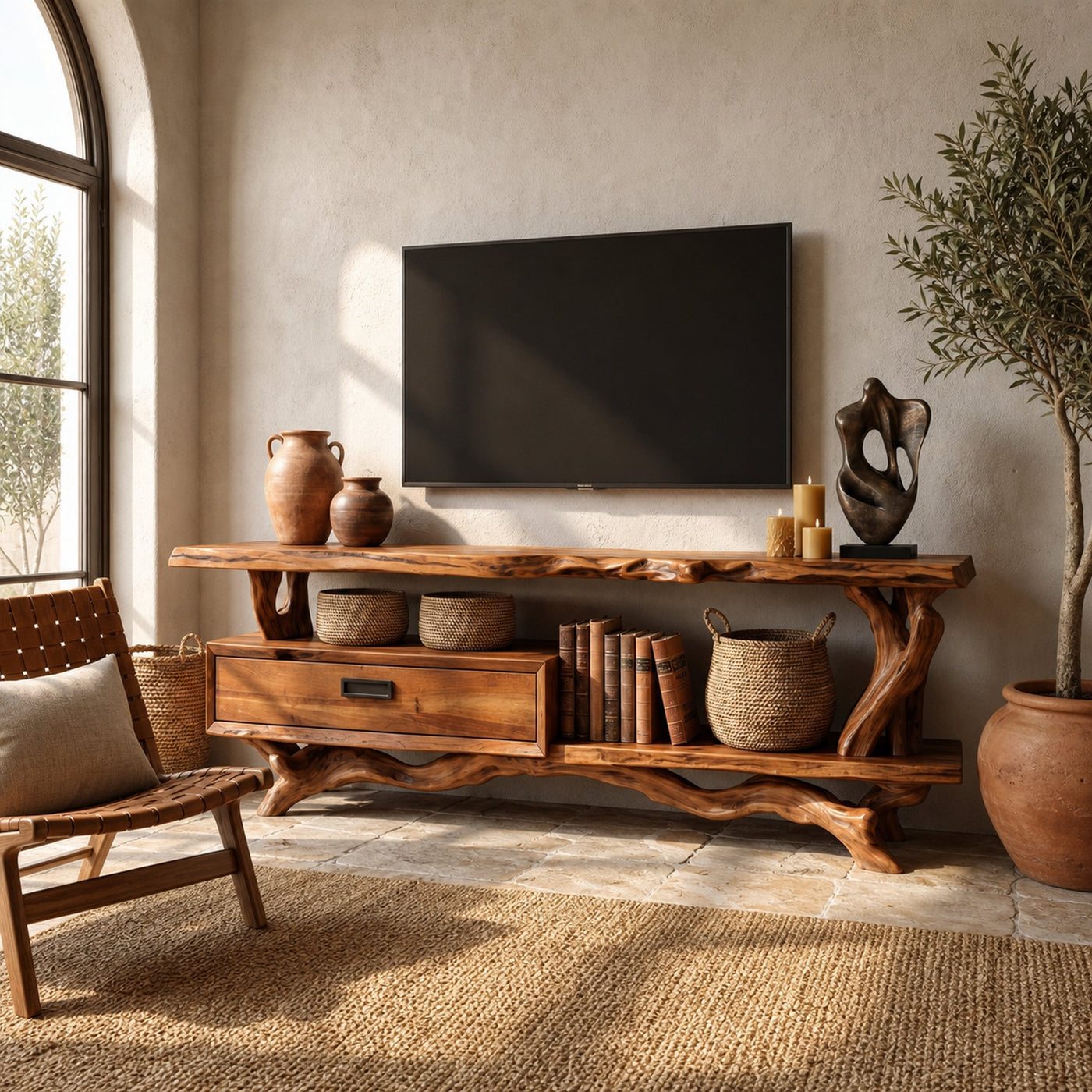Rustic Live Edge TV Cabinet Living Room - product view 6