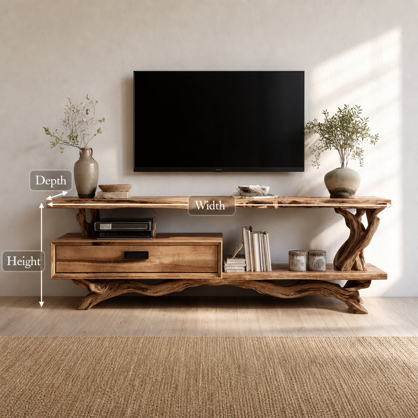 Rustic Live Edge TV Cabinet Living Room - product view 8