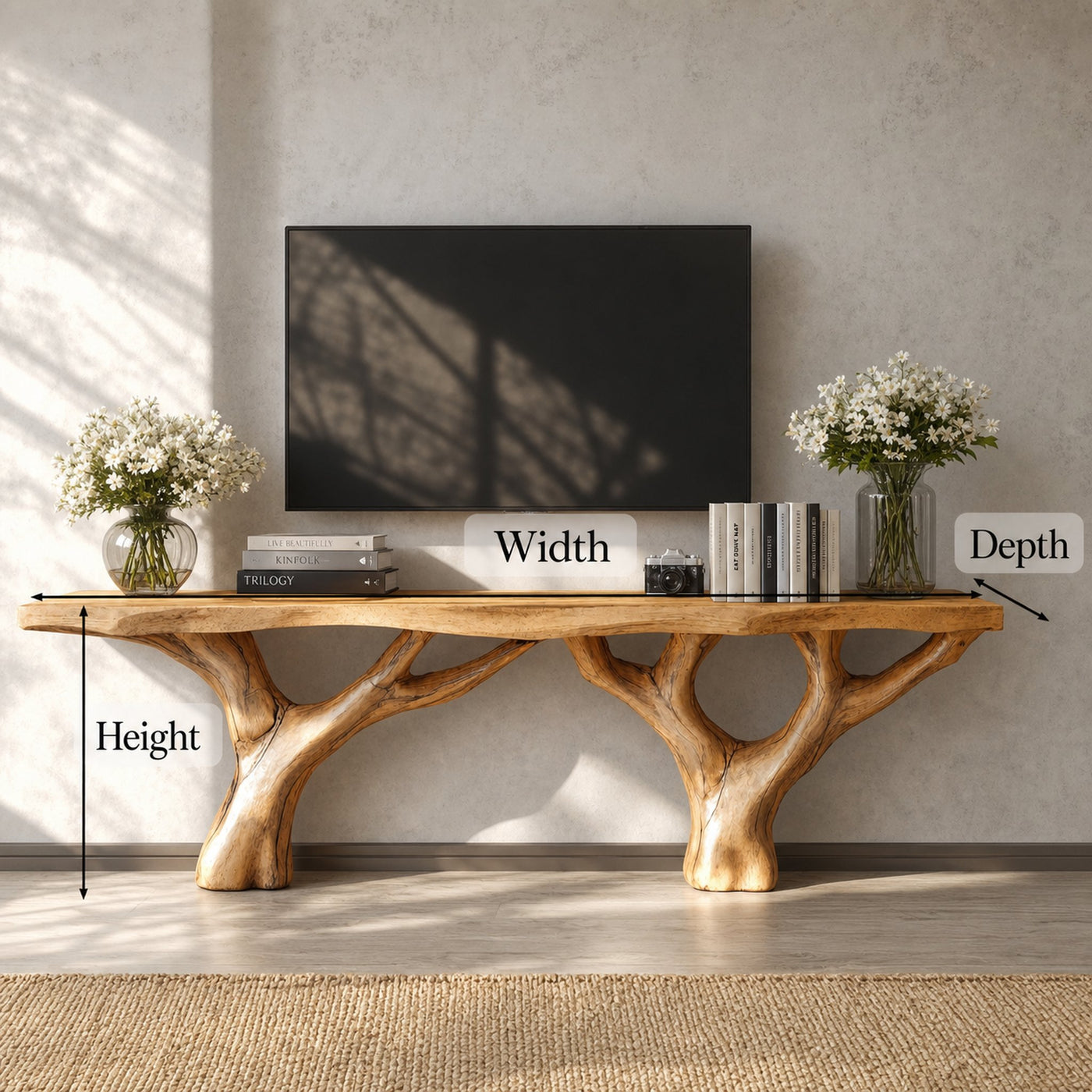 Rustic Live Edge TV Stand For Living Room And Hallway - product view 6