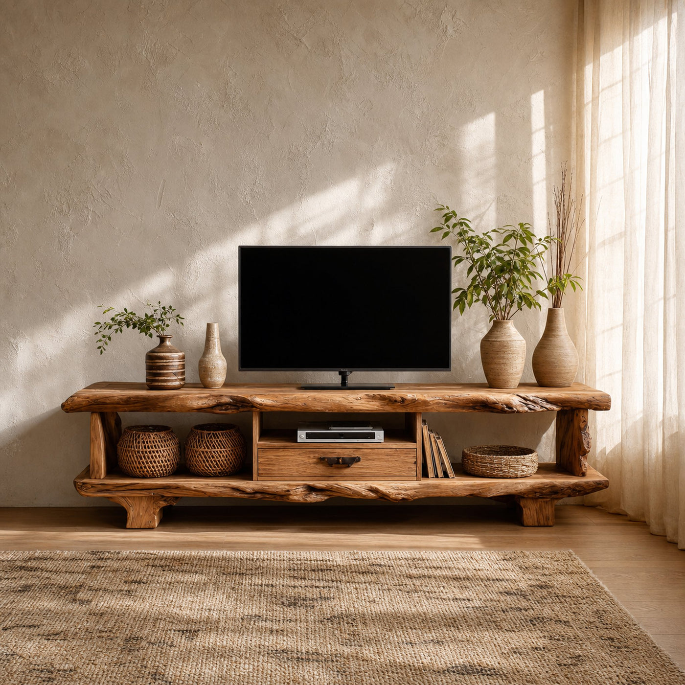 Rustic Live Edge TV Stand Living Room Furniture
