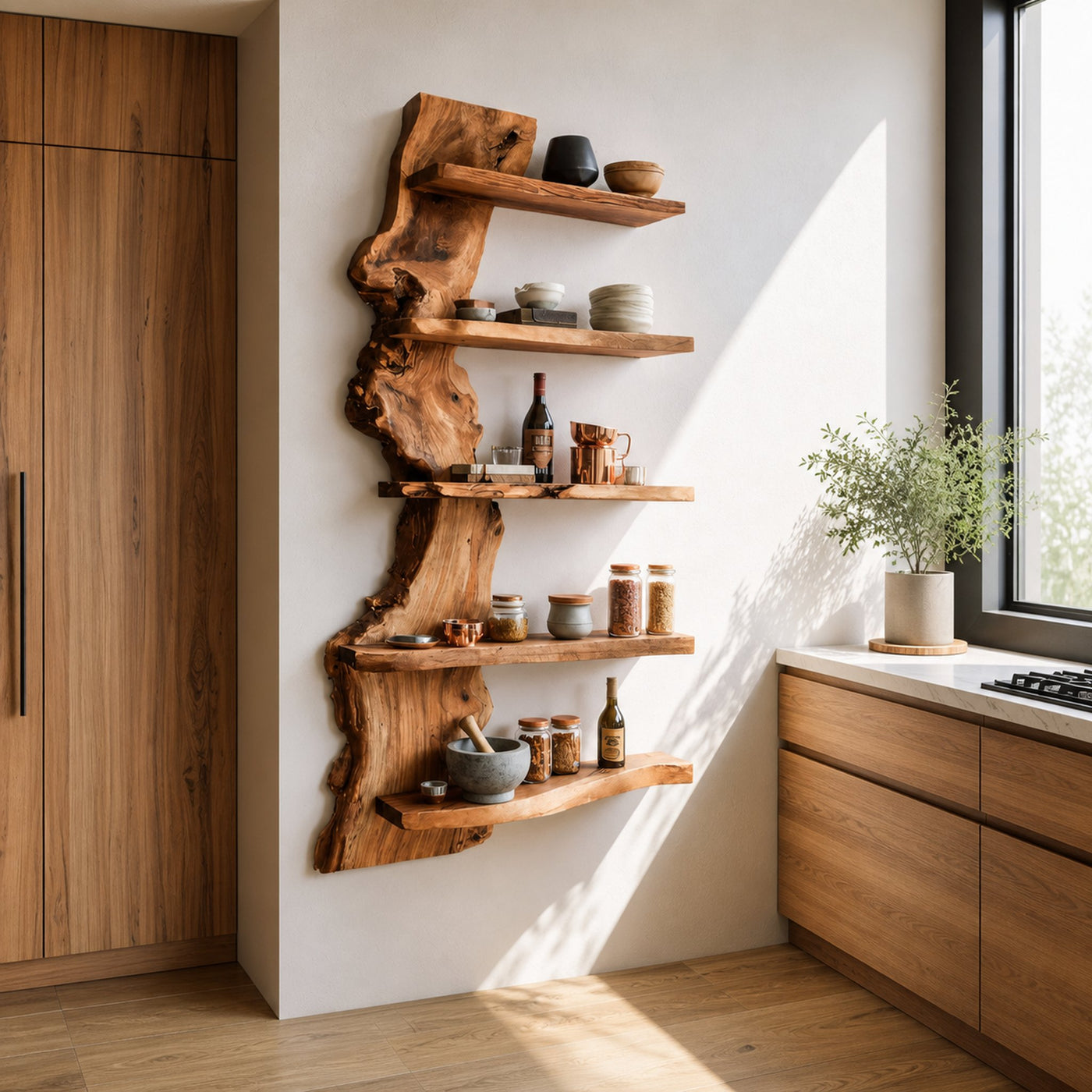 Rustic Live Edge Wall Shelf Handmade For Kitchen - product view 2