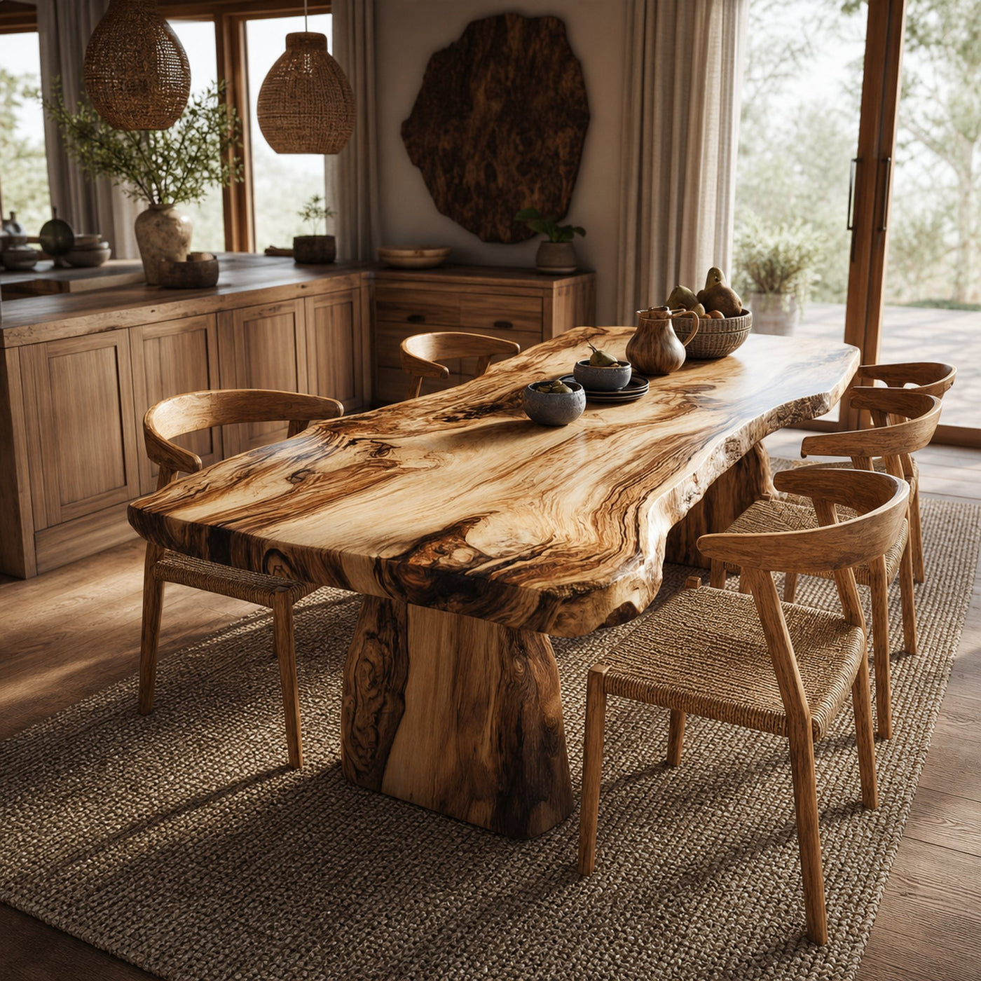Rustic Live Edge Wooden Dining Table Dining Room