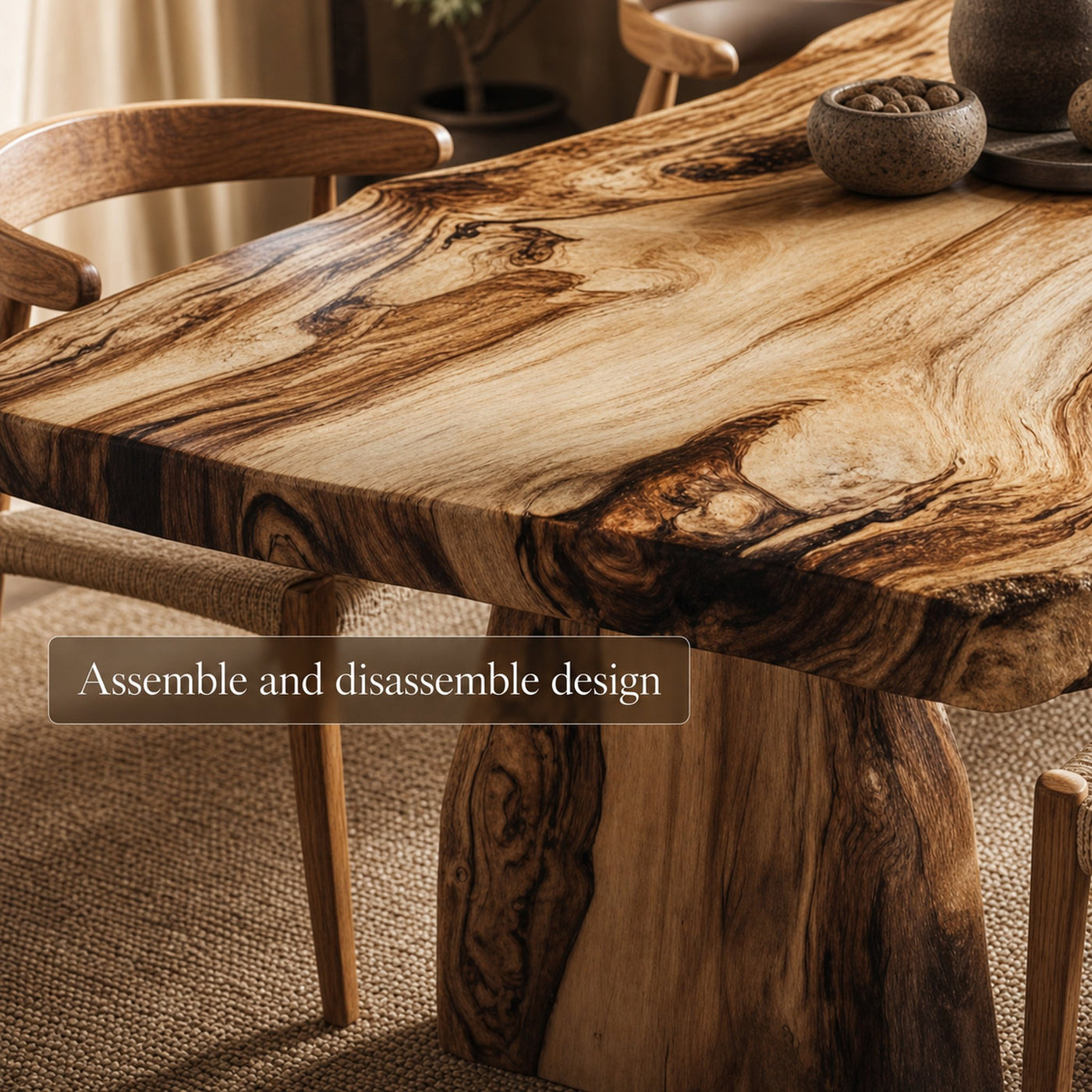 Rustic Live Edge Wooden Dining Table Dining Room - product view 3