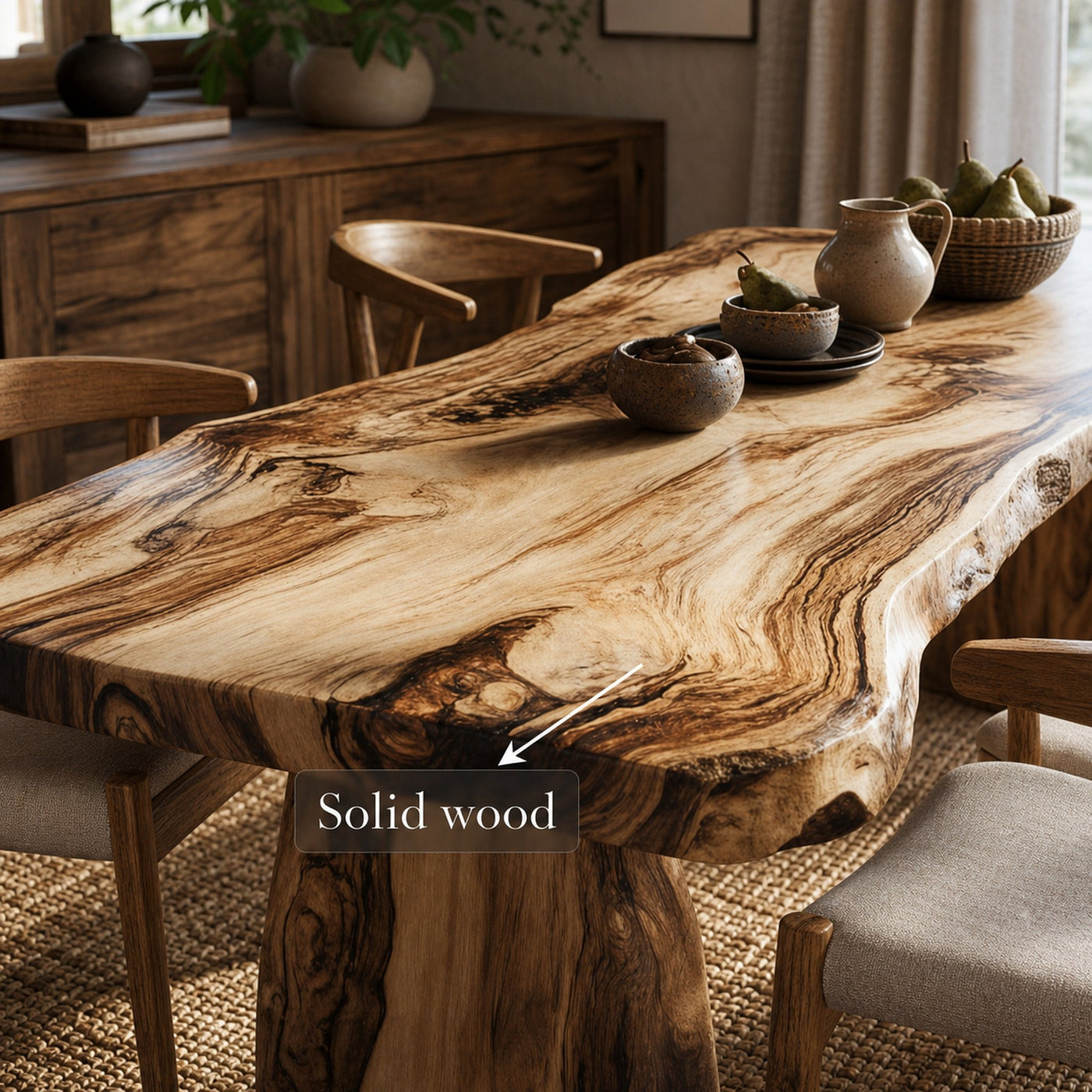 Rustic Live Edge Wooden Dining Table Dining Room - product view 4