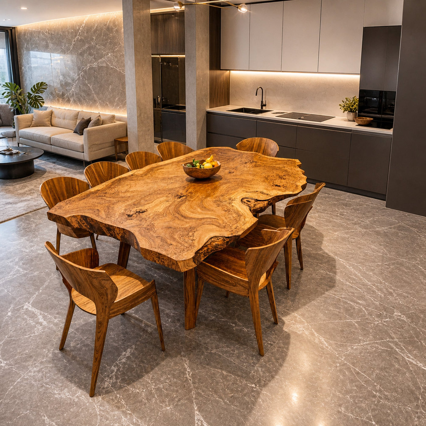 Rustic Live Edge Wooden Dining Table For Open Kitchen - product view 2