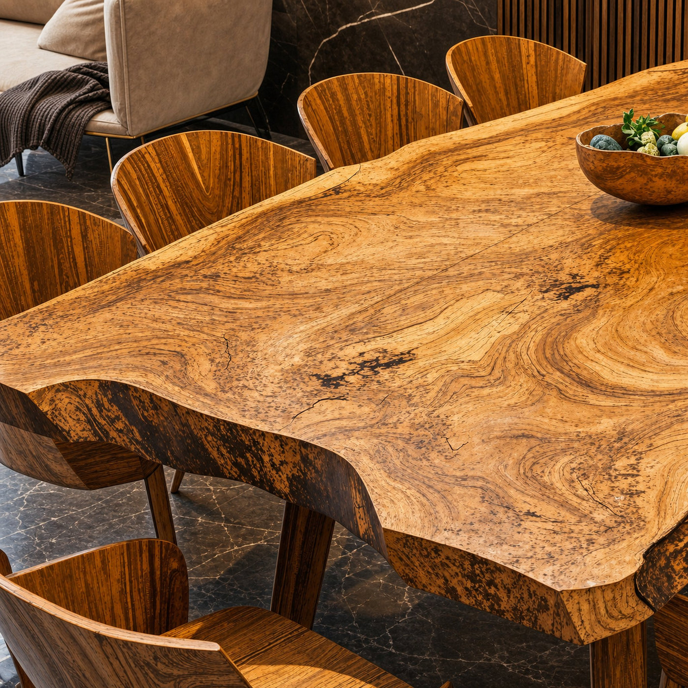 Rustic Live Edge Wooden Dining Table For Open Kitchen - product view 3