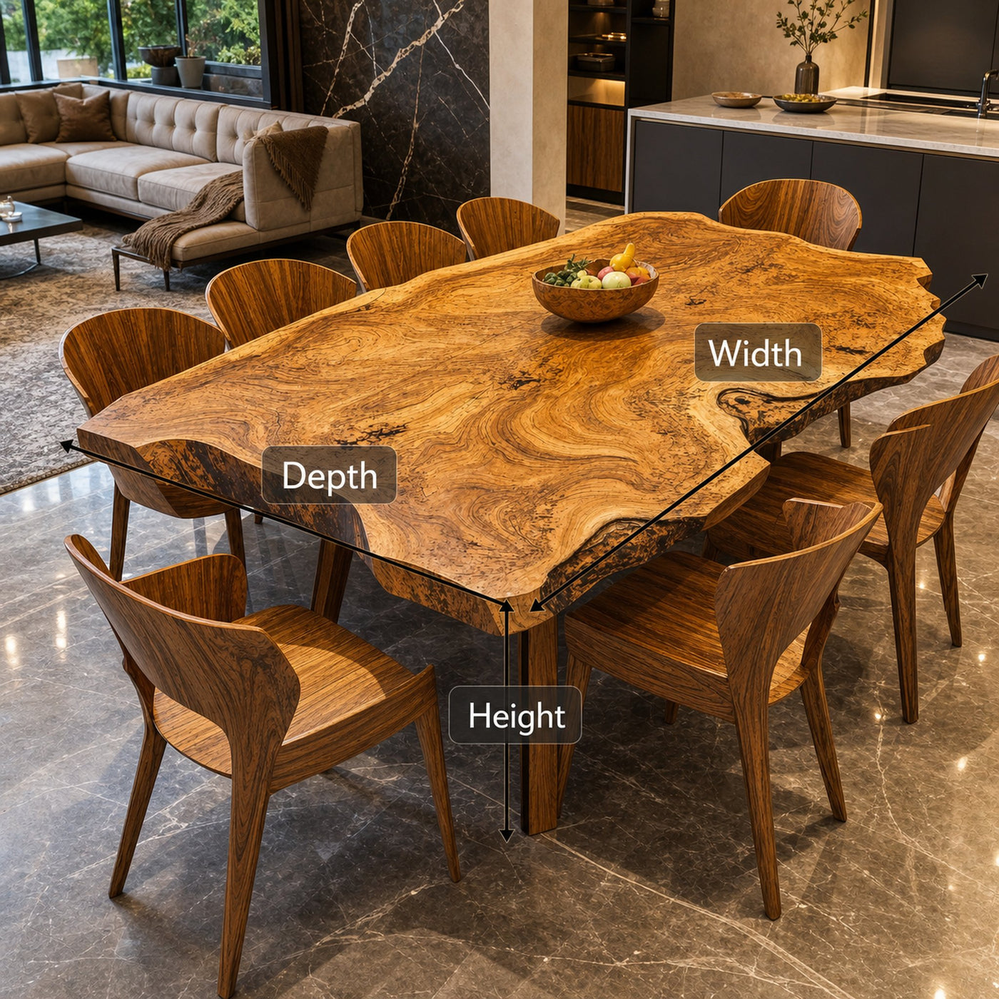 Rustic Live Edge Wooden Dining Table For Open Kitchen - product view 6