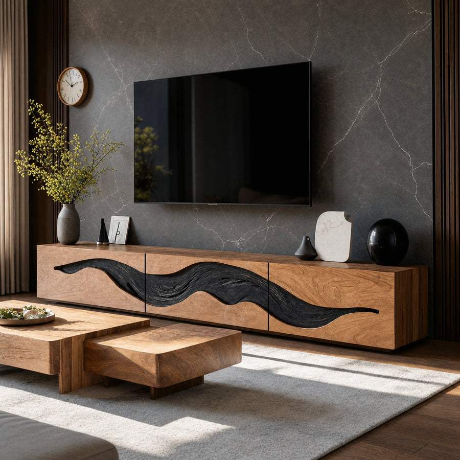 Rustic Media Console For Entryway And Decor
