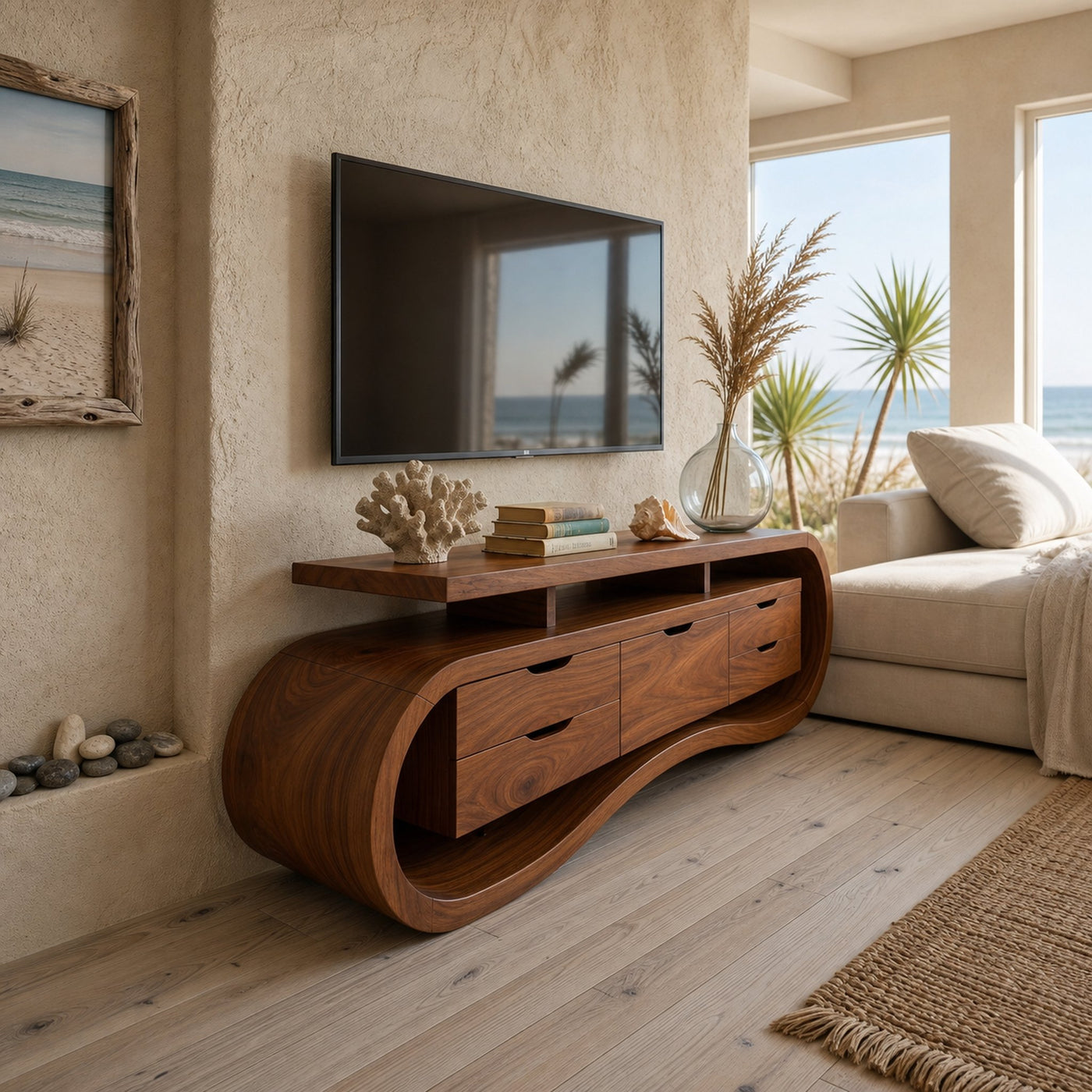 Rustic Mediterranean Media Console For Warm Villa Interior - product view 6