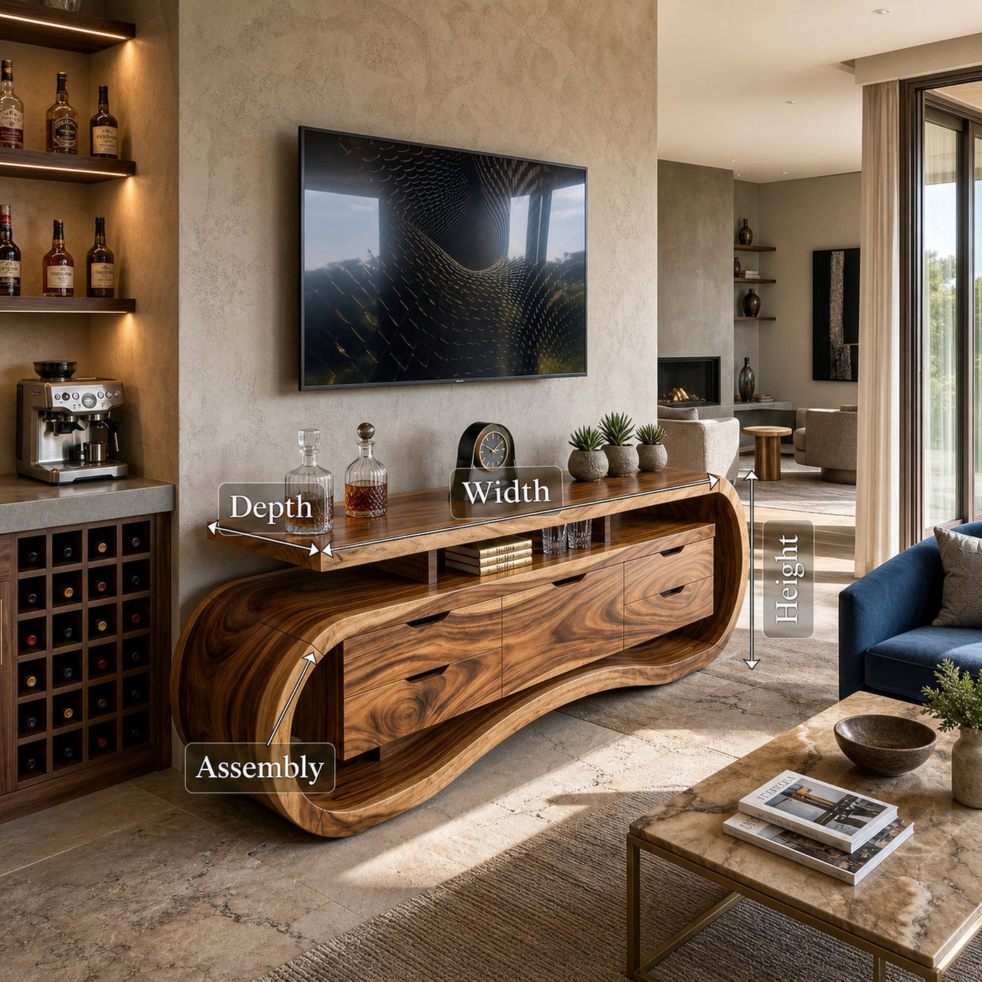 Rustic Mediterranean Media Console For Warm Villa Interior - product view 8