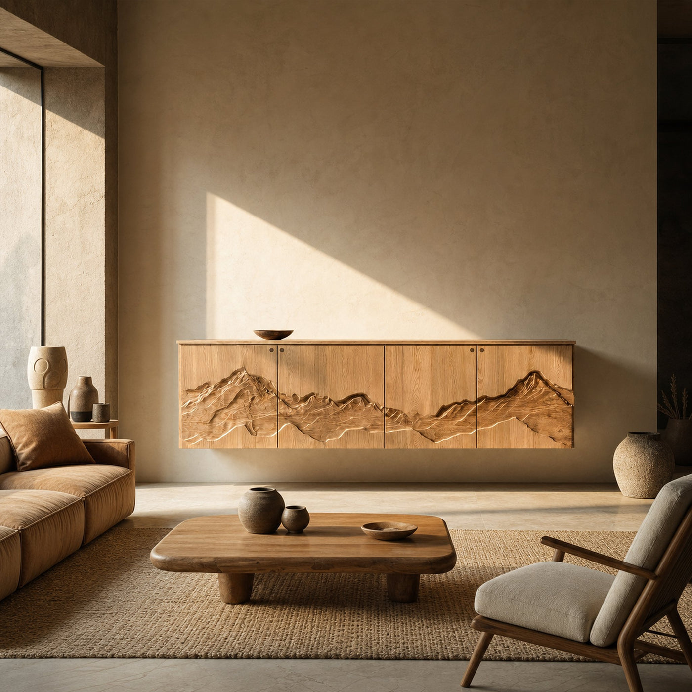 Rustic Mountain Art Console For Living Room And Entryway Space - product view 4