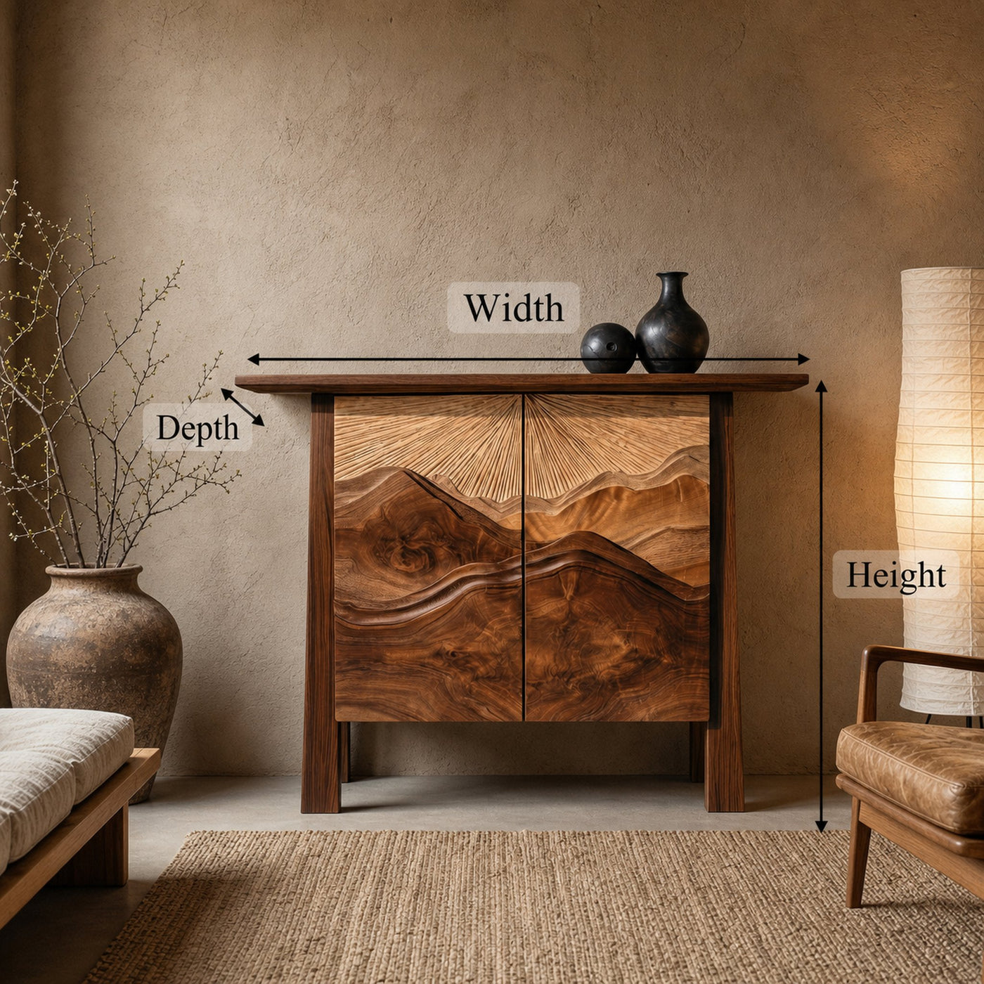 Rustic Mountain Carved Cabinet For Living Room And Dining Room - product view 7