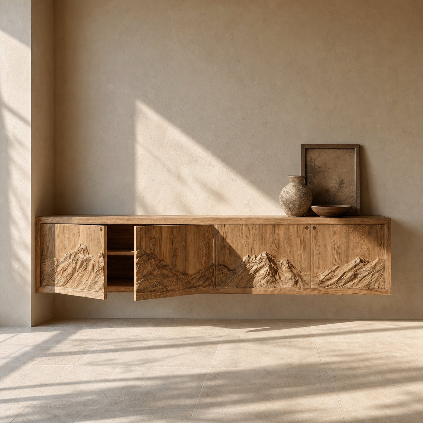 Rustic Mountain Carved Sideboard Console For Living Room - product view 2