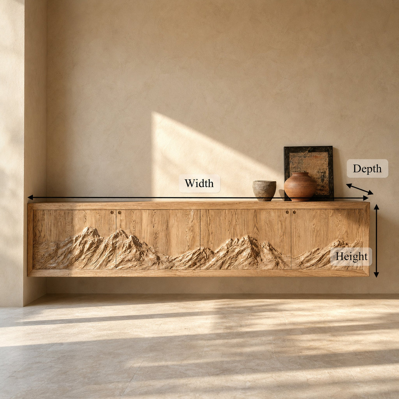 Rustic Mountain Carved Sideboard Console For Living Room - product view 6