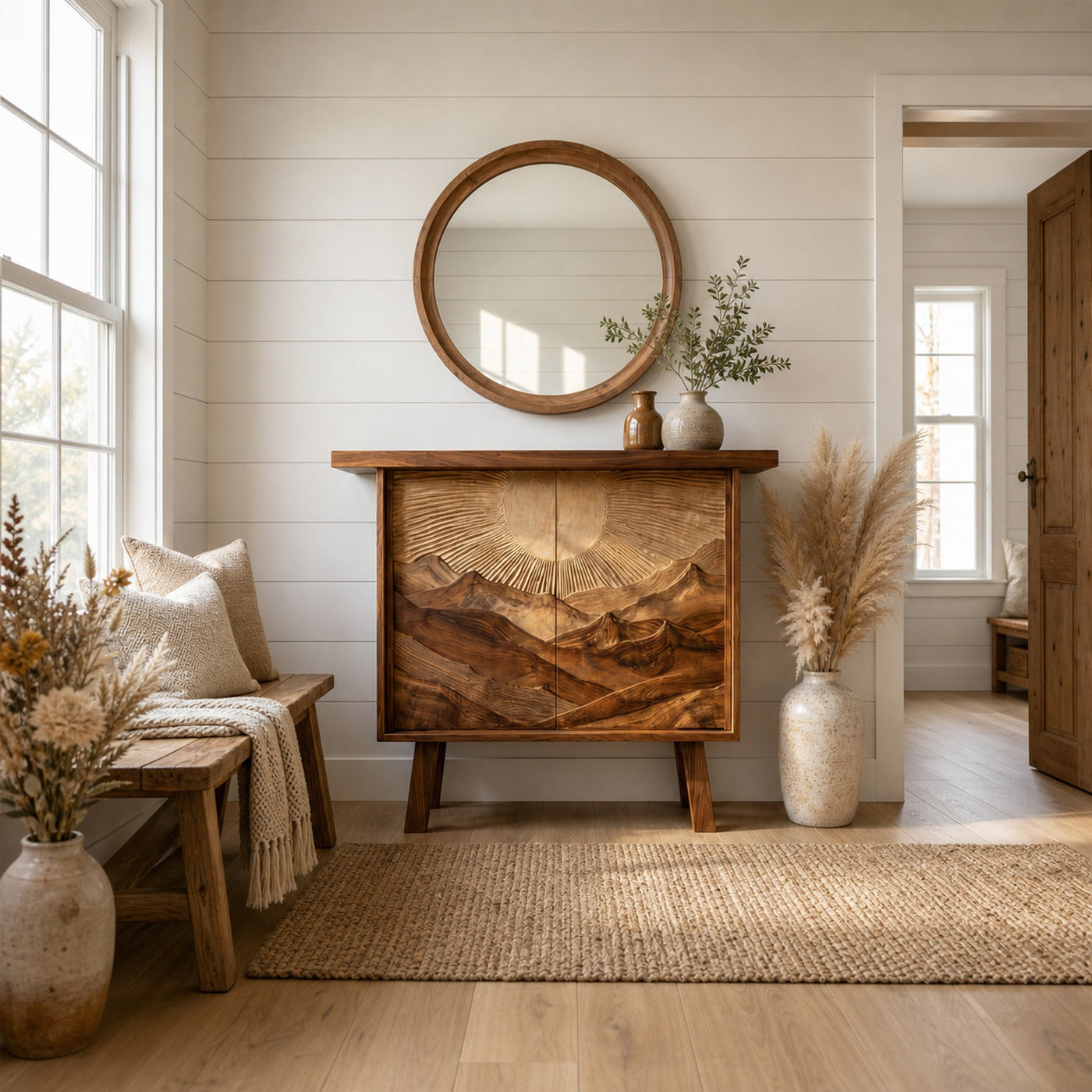 Rustic Mountain Carved Sideboard For Dining Room And Living Room - product view 2