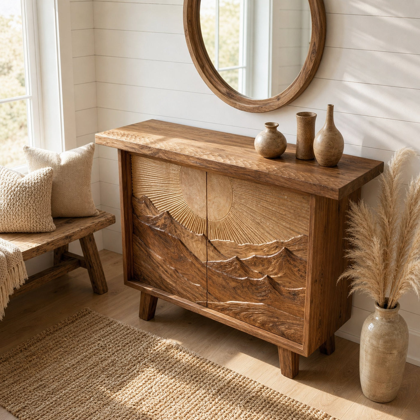 Rustic Mountain Carved Sideboard For Dining Room And Living Room - product view 6
