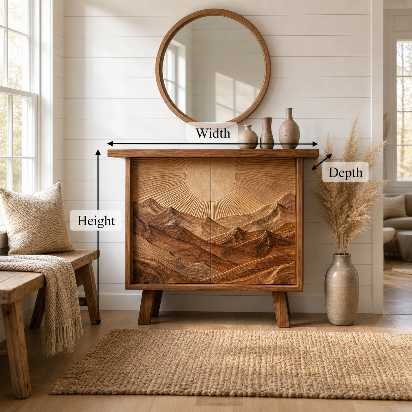 Rustic Mountain Carved Sideboard For Dining Room And Living Room - product view 7