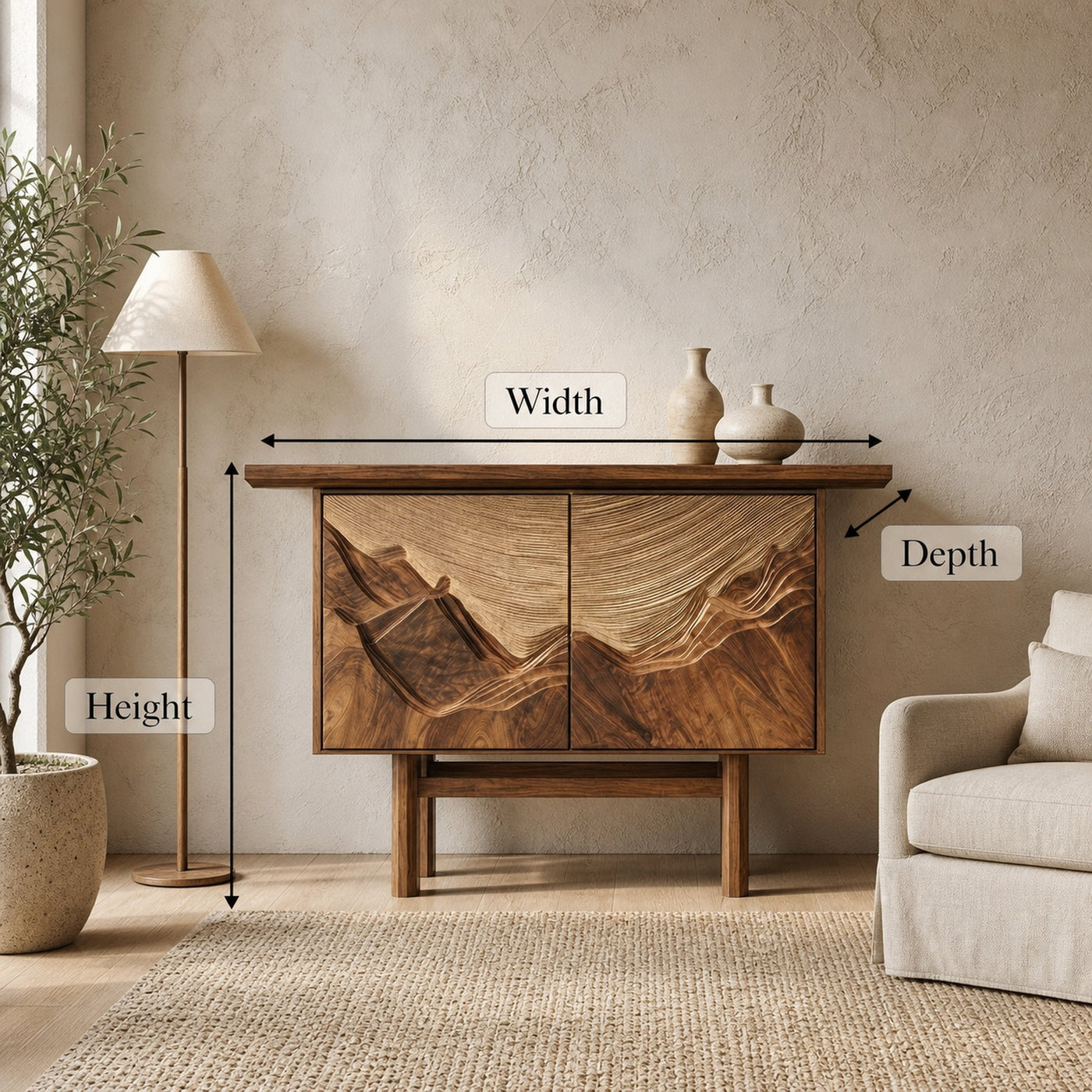 Rustic Mountain Carved Storage Cabinet For Living Room And Entryway - product view 7