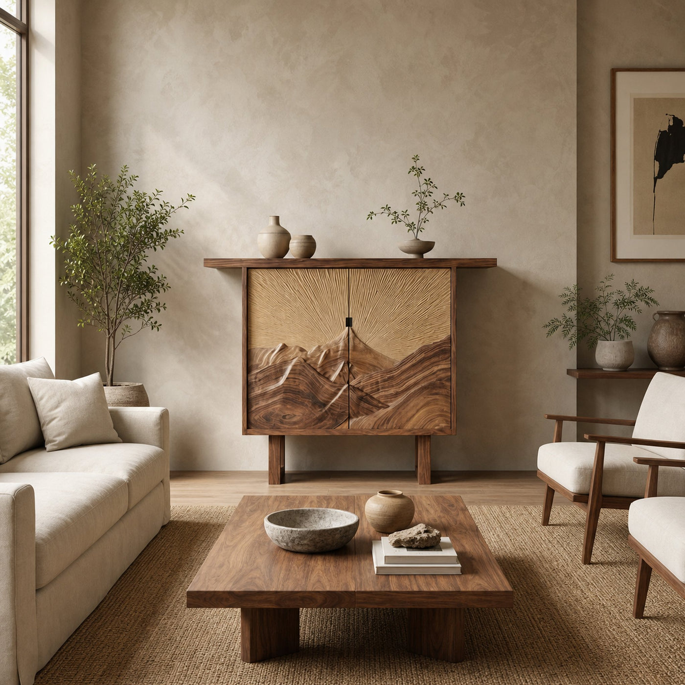 Rustic Mountain Relief Sideboard For Dining Room And Apartment - product view 2