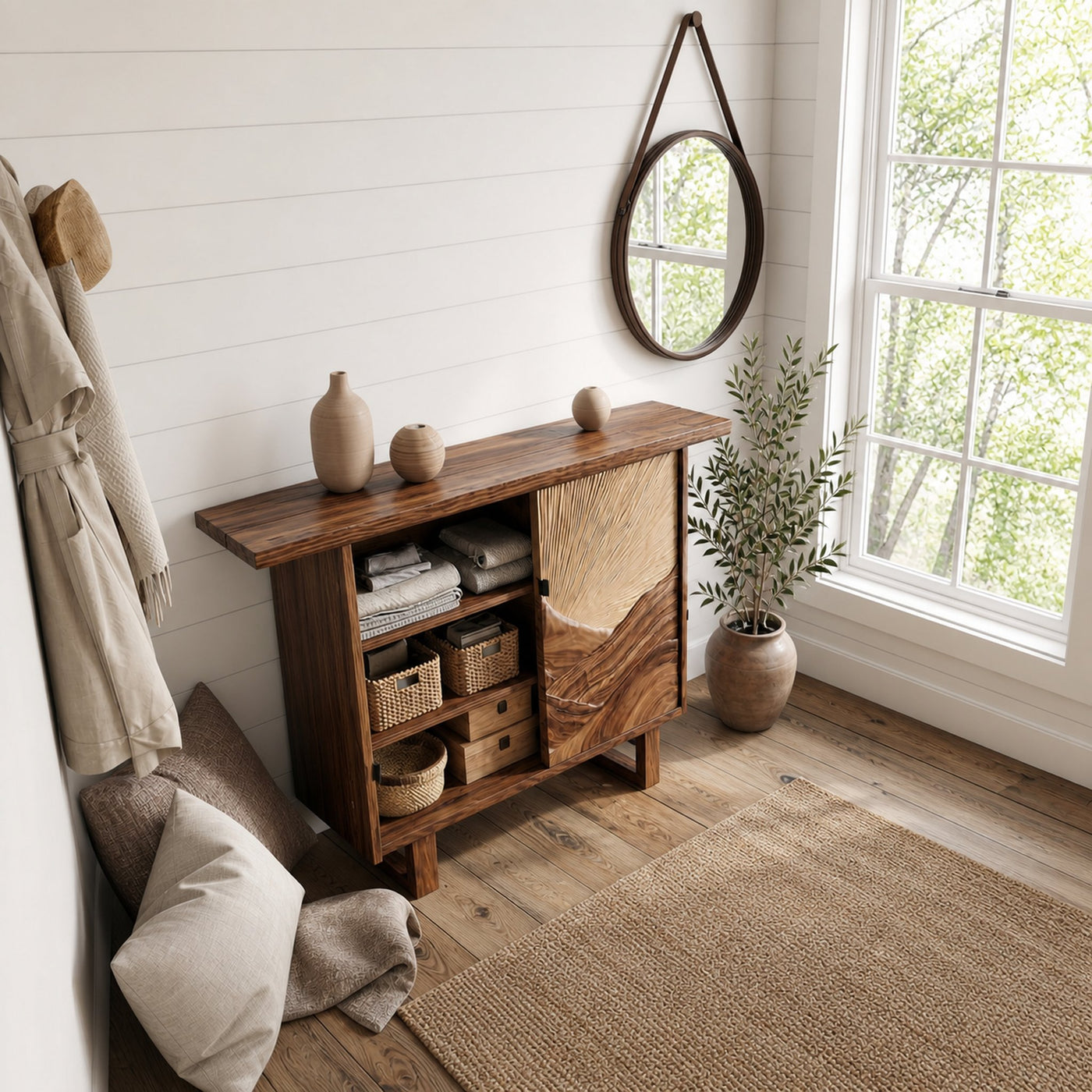 Rustic Mountain Relief Sideboard For Dining Room And Apartment - product view 3