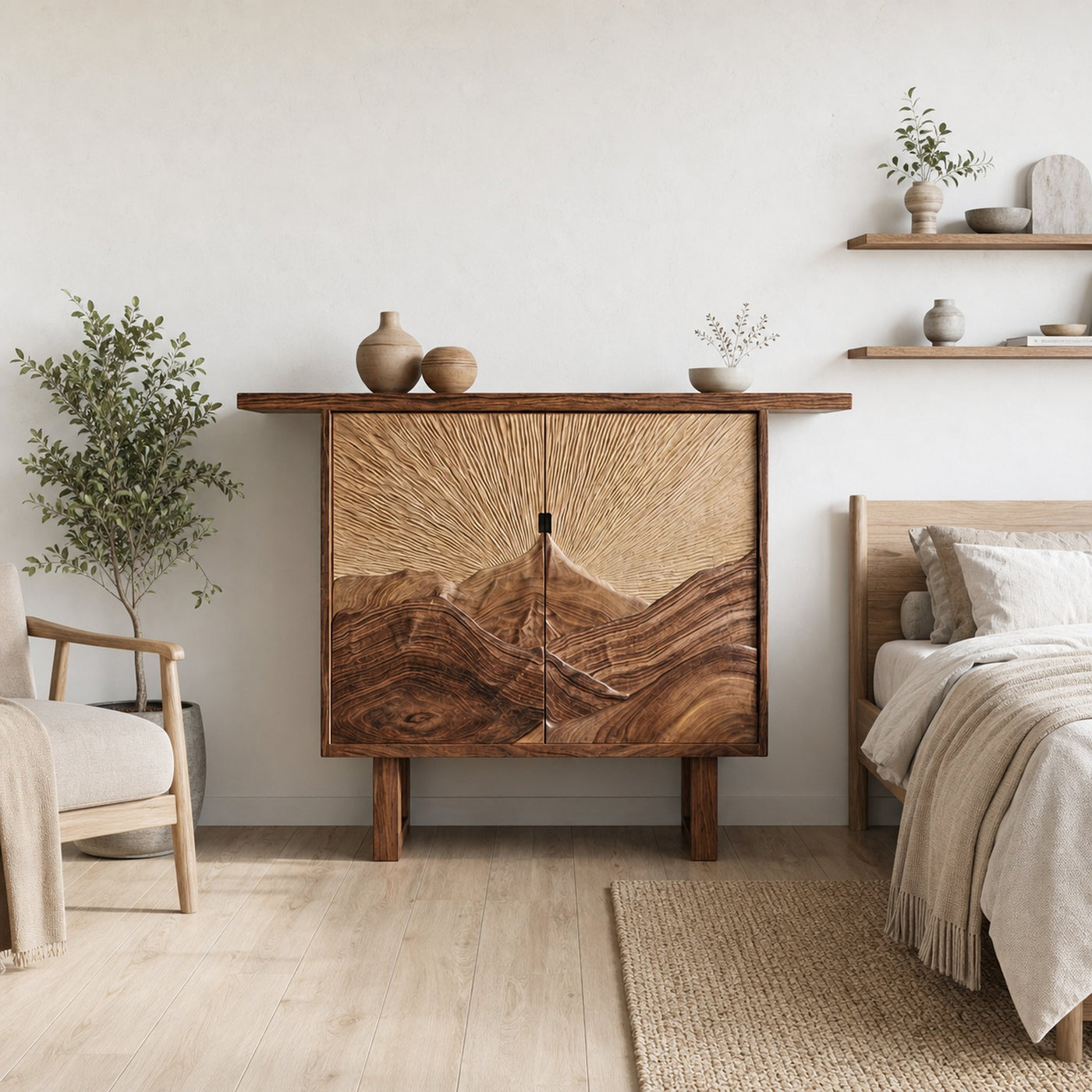 Rustic Mountain Relief Sideboard For Dining Room And Apartment - product view 5