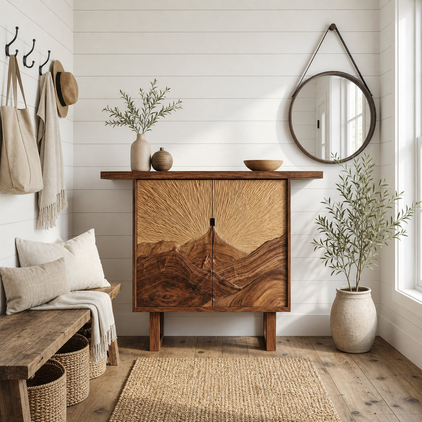 Rustic Mountain Relief Sideboard For Dining Room And Apartment - product view 6