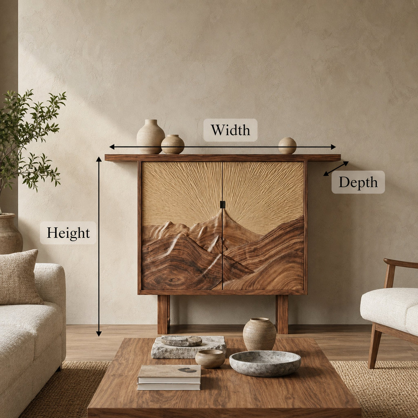 Rustic Mountain Relief Sideboard For Dining Room And Apartment - product view 7