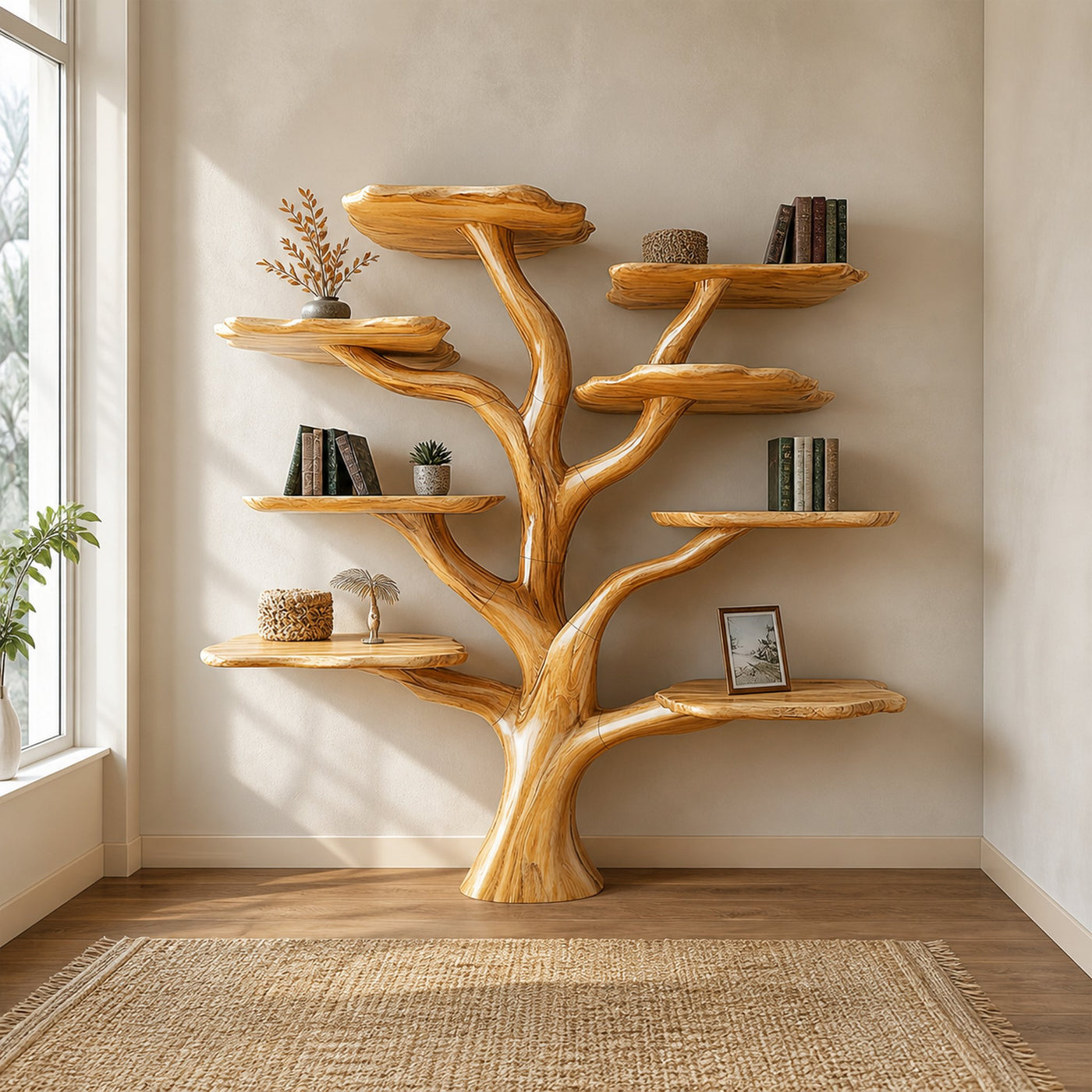 Rustic Mushroom Branch Bookshelf Living Room Or Dining Room