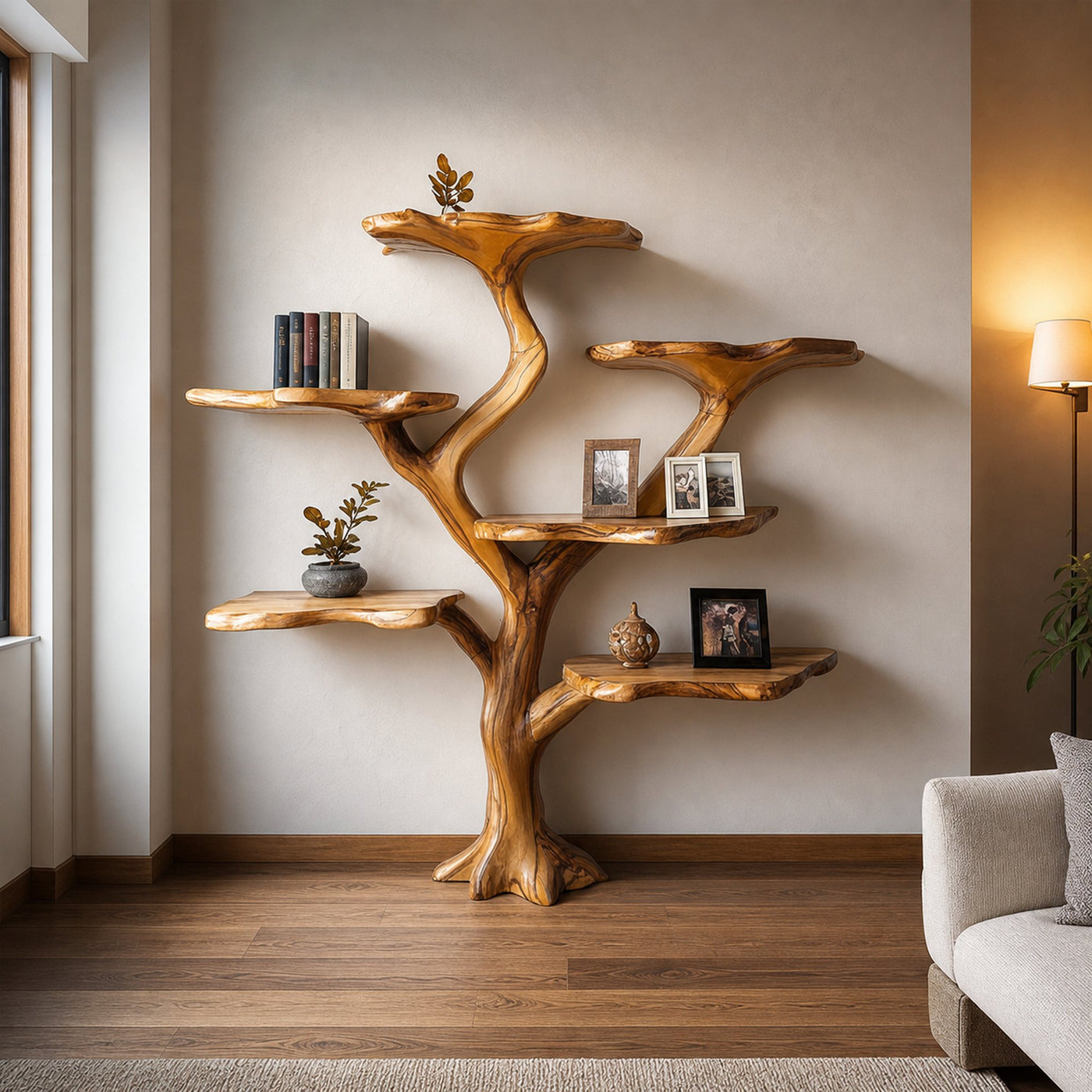 Rustic Mushroom Tree Bookshelf Living Room Or Bedroom