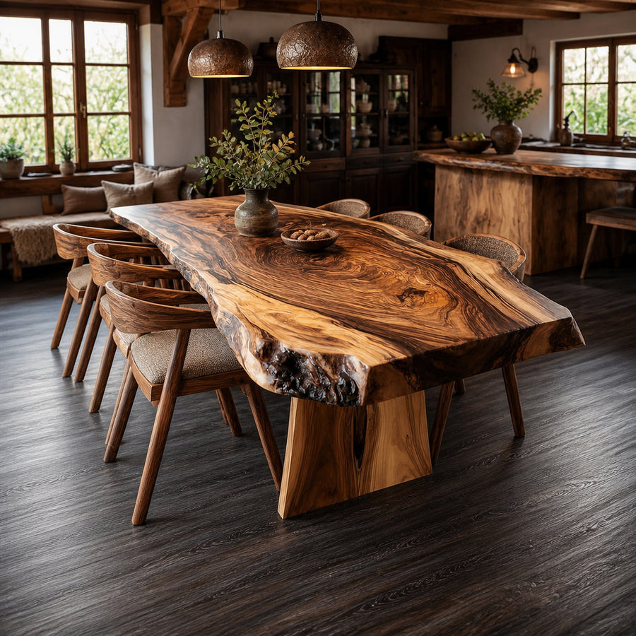 Rustic Natural Slab Dining Table Dining Room