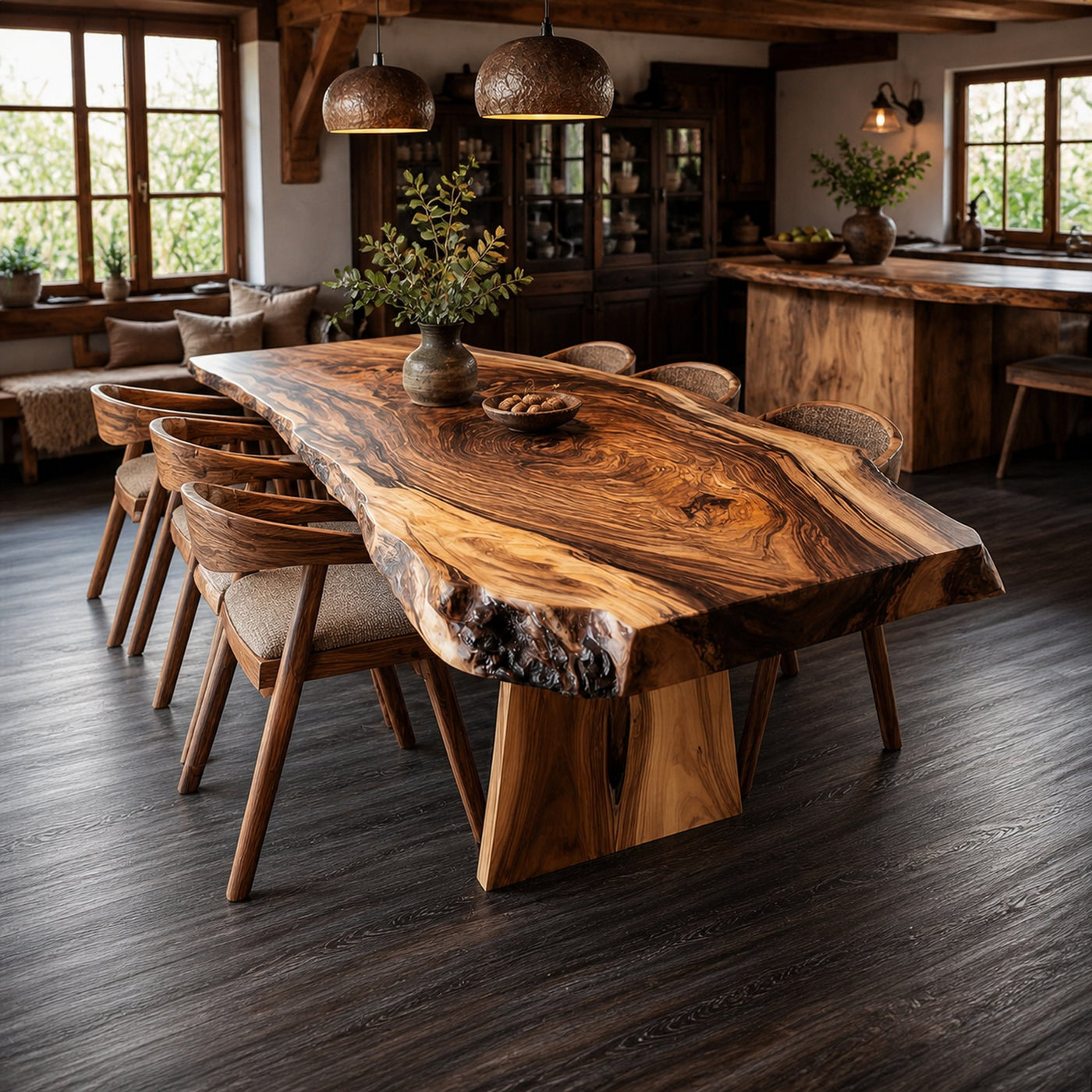 Rustic Natural Slab Dining Table Dining Room