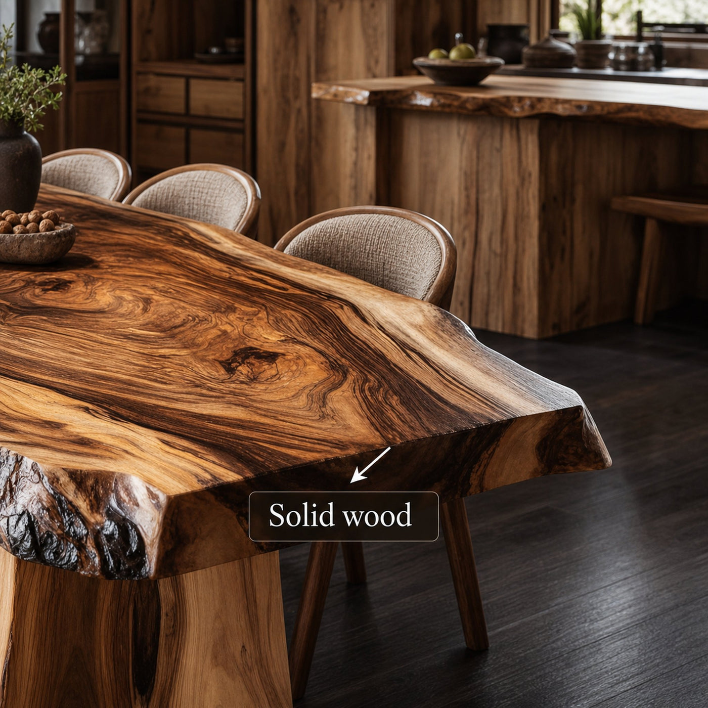 Rustic Natural Slab Dining Table Dining Room - product view 3
