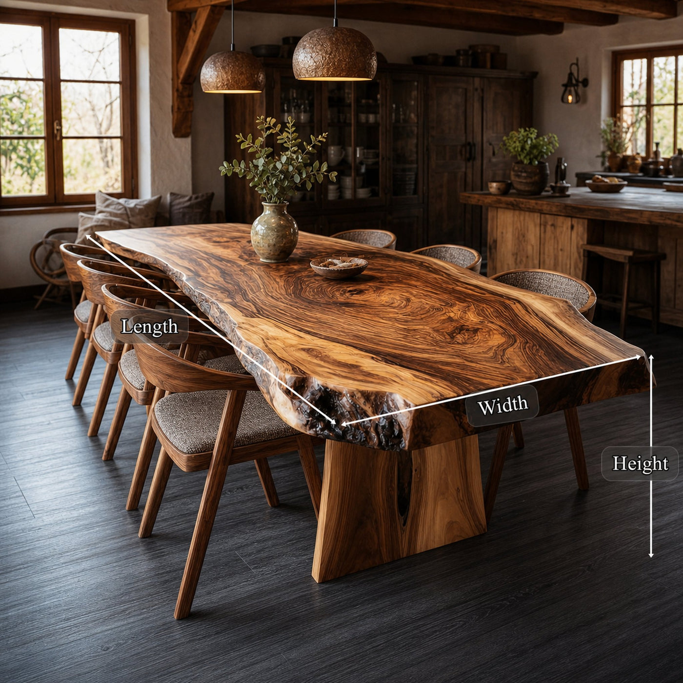 Rustic Natural Slab Dining Table Dining Room - product view 4
