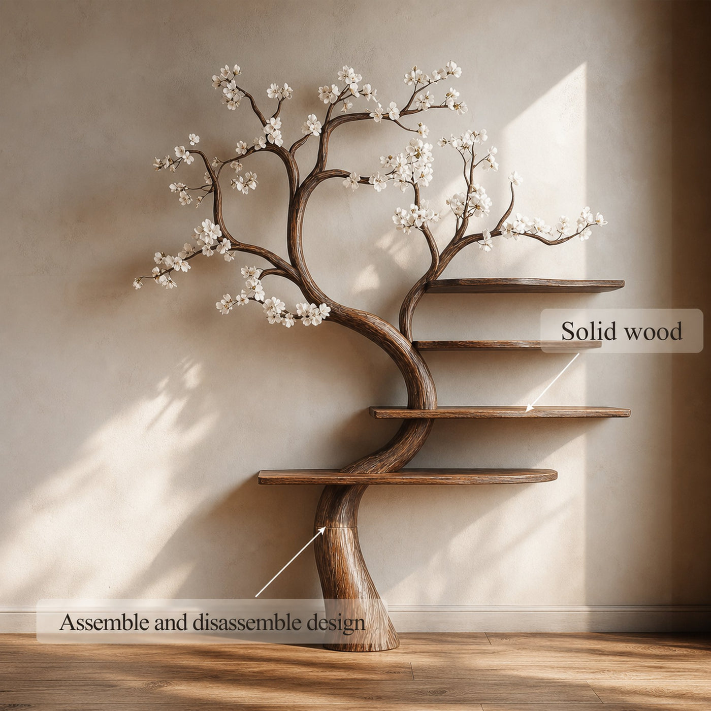 Rustic Natural Tree Bookshelf Living Room Interior Artistic Decor - product view 3