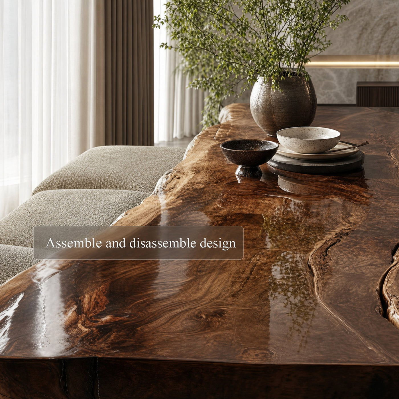 Rustic Natural Wood Dining Table Dining Room - product view 2