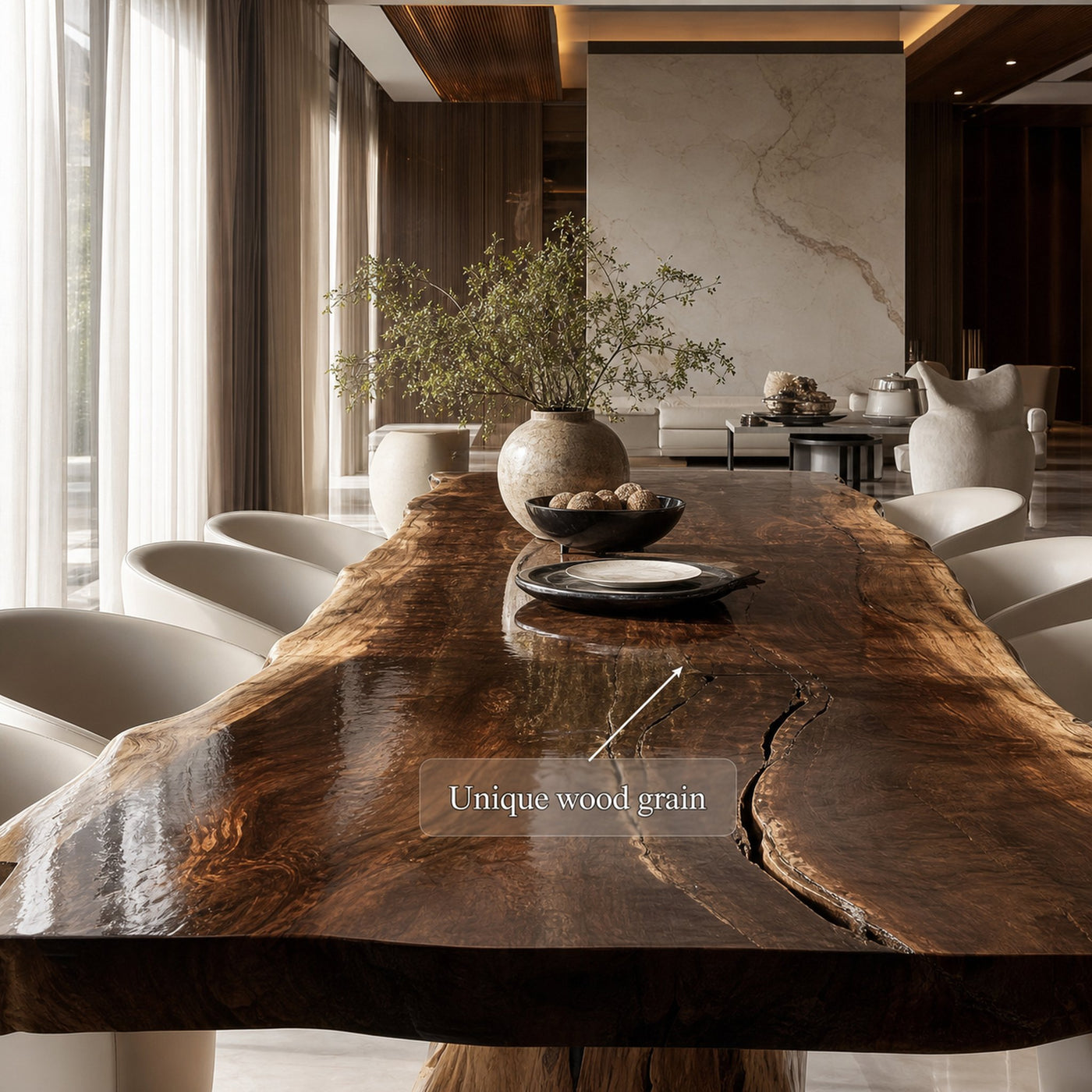 Rustic Natural Wood Dining Table Dining Room - product view 3