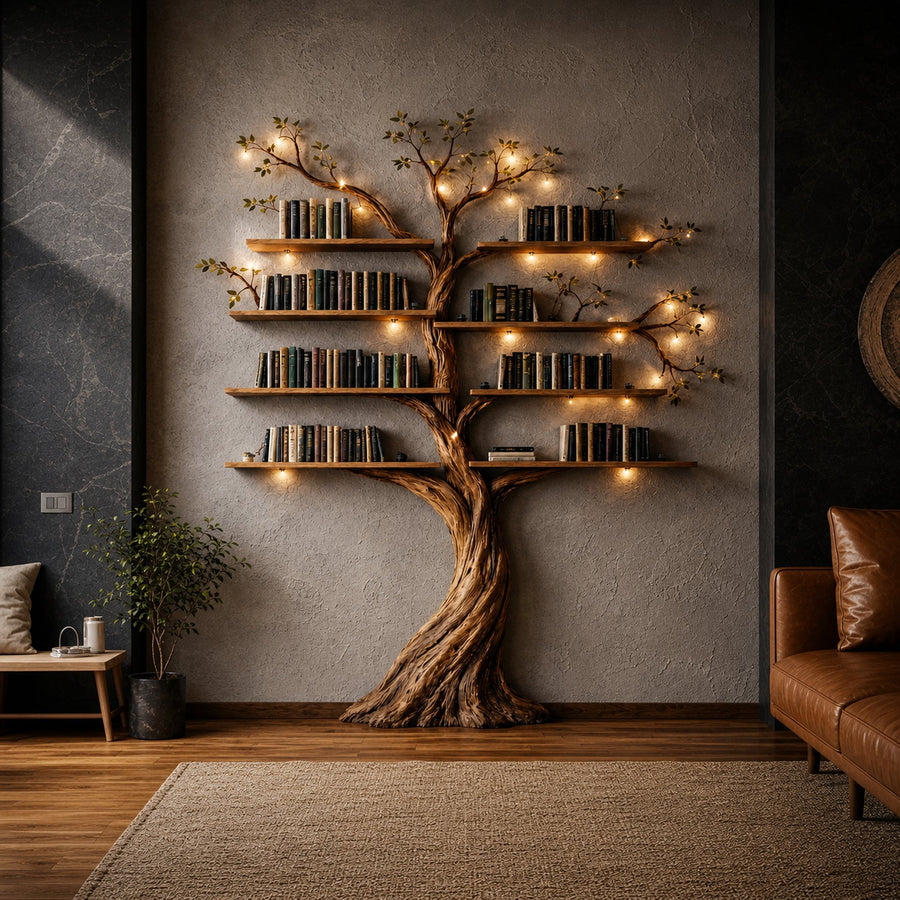 Rustic Nature Inspired Tree Bookshelf For Home