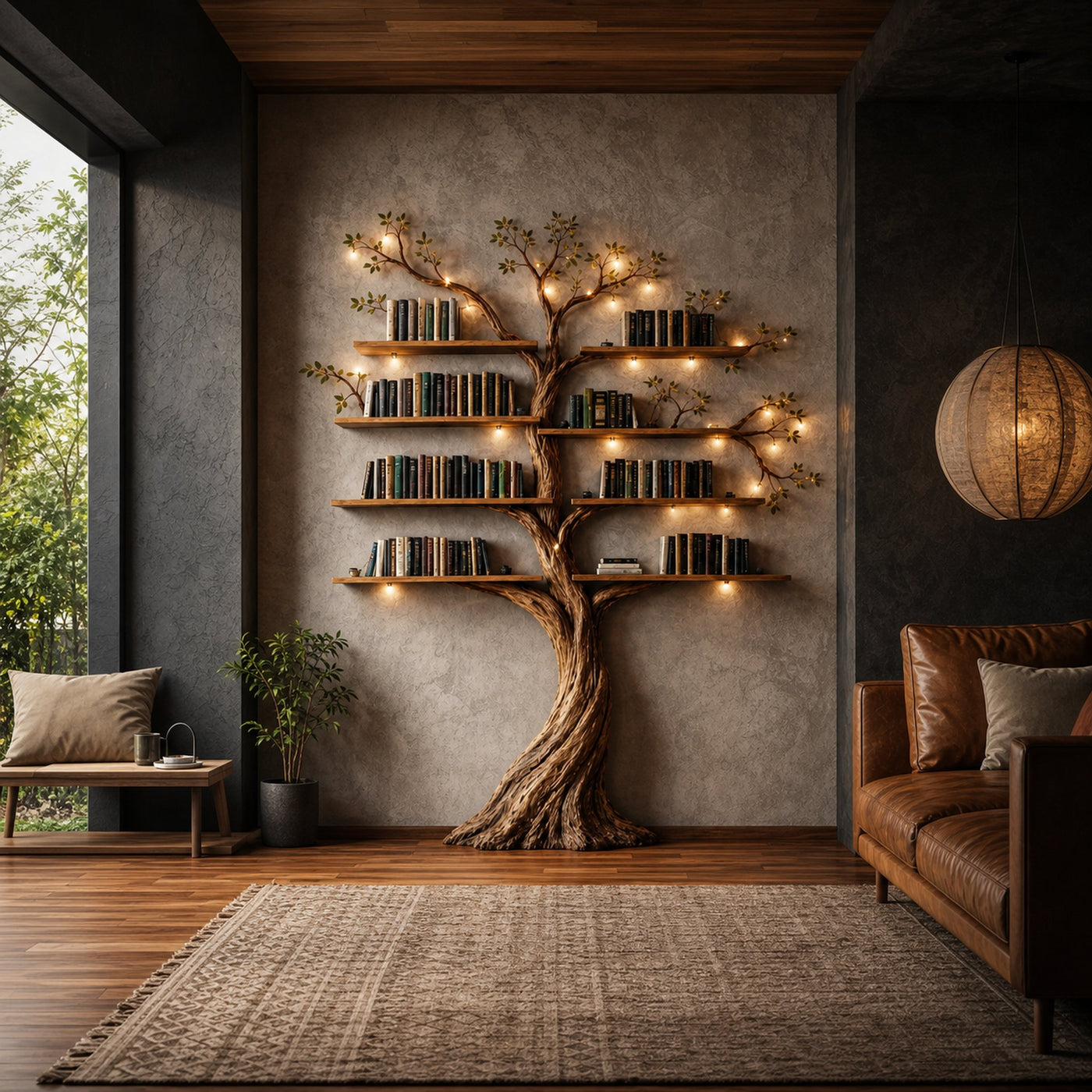 Rustic Nature Inspired Tree Bookshelf For Home - product view 2