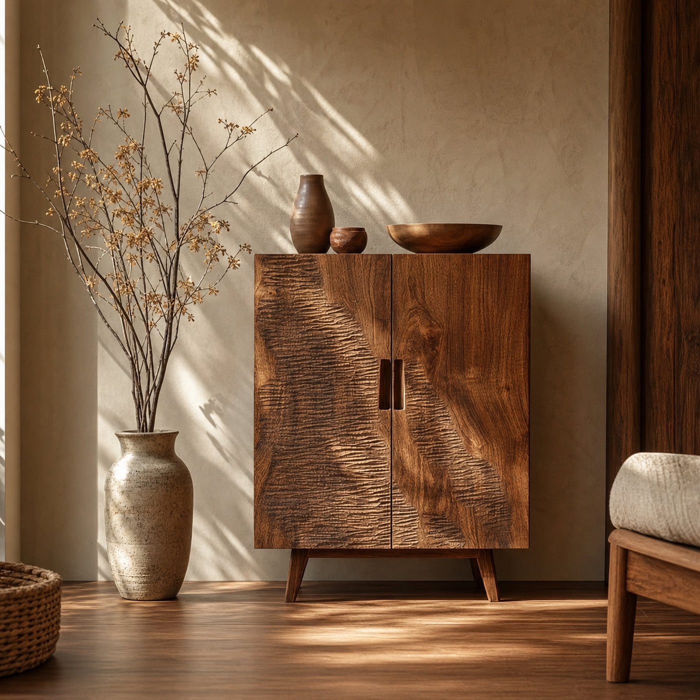 Rustic Organic Accent Cabinet Living Room And Soft Room