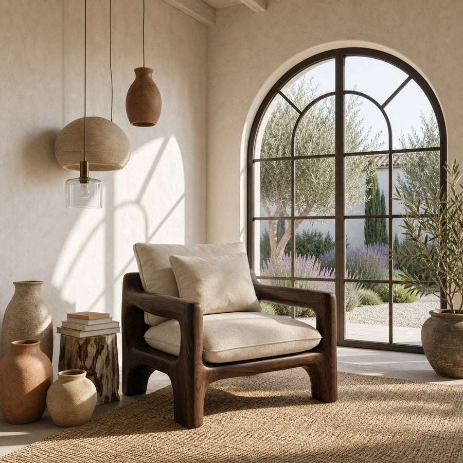 Rustic Organic Accent Chair For Living Room Statement Seating