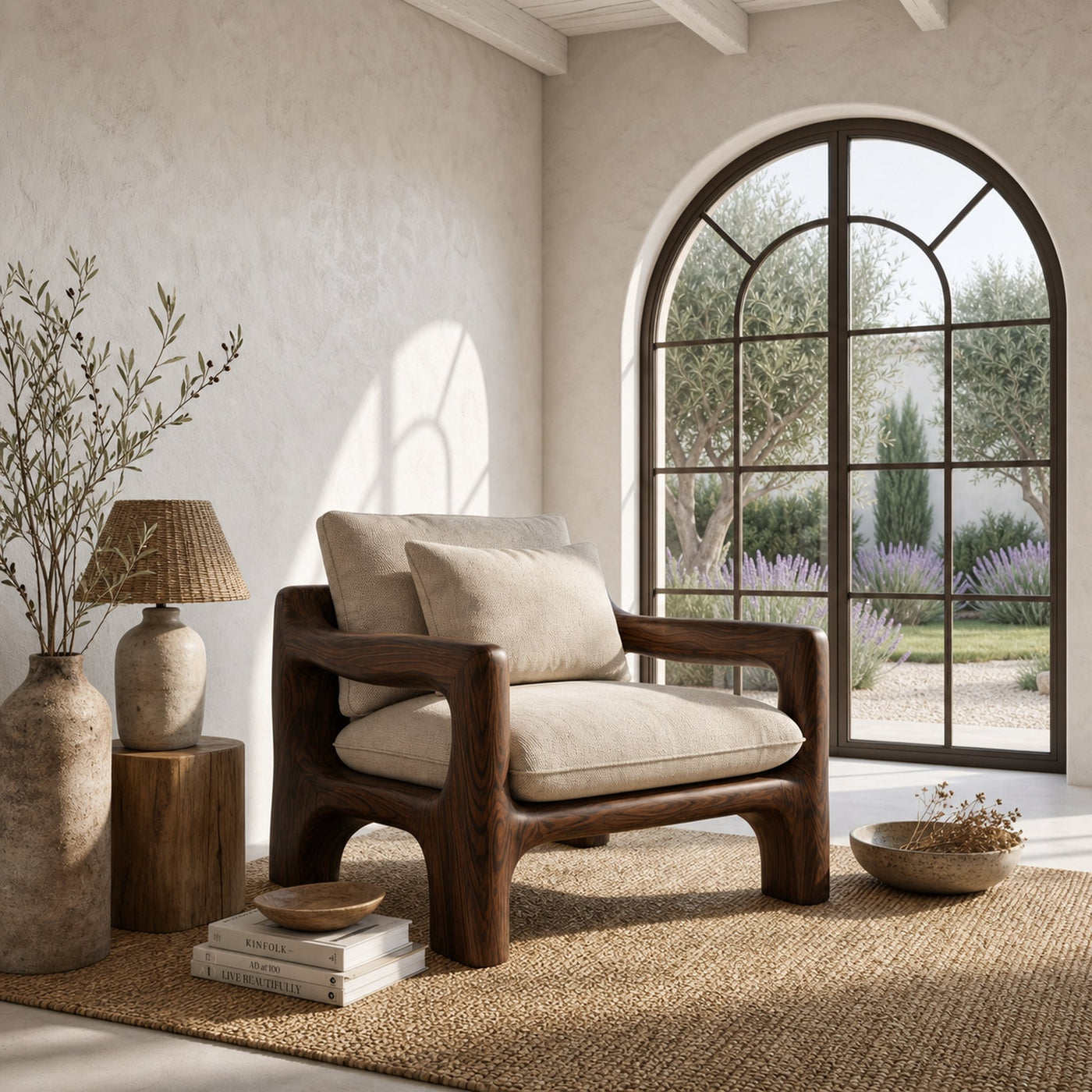 Rustic Organic Accent Chair For Living Room Statement Seating - product view 7
