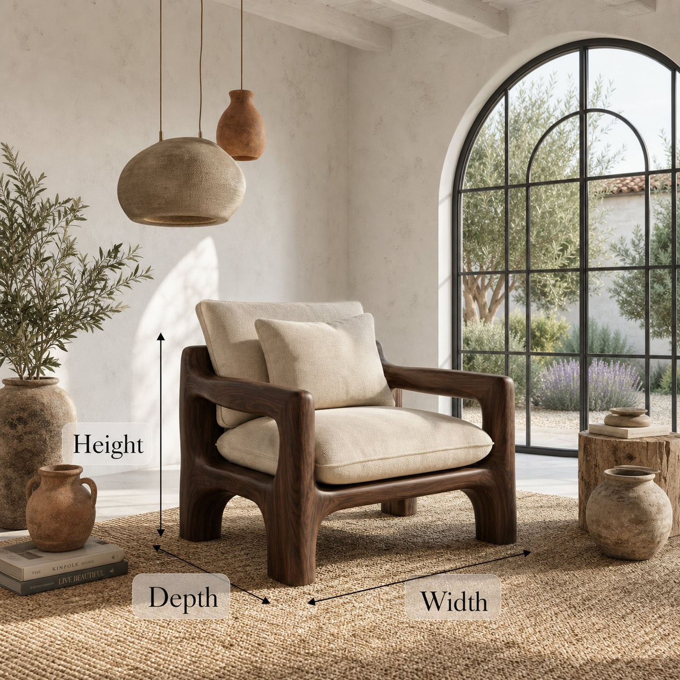 Rustic Organic Accent Chair For Living Room Statement Seating - product view 8