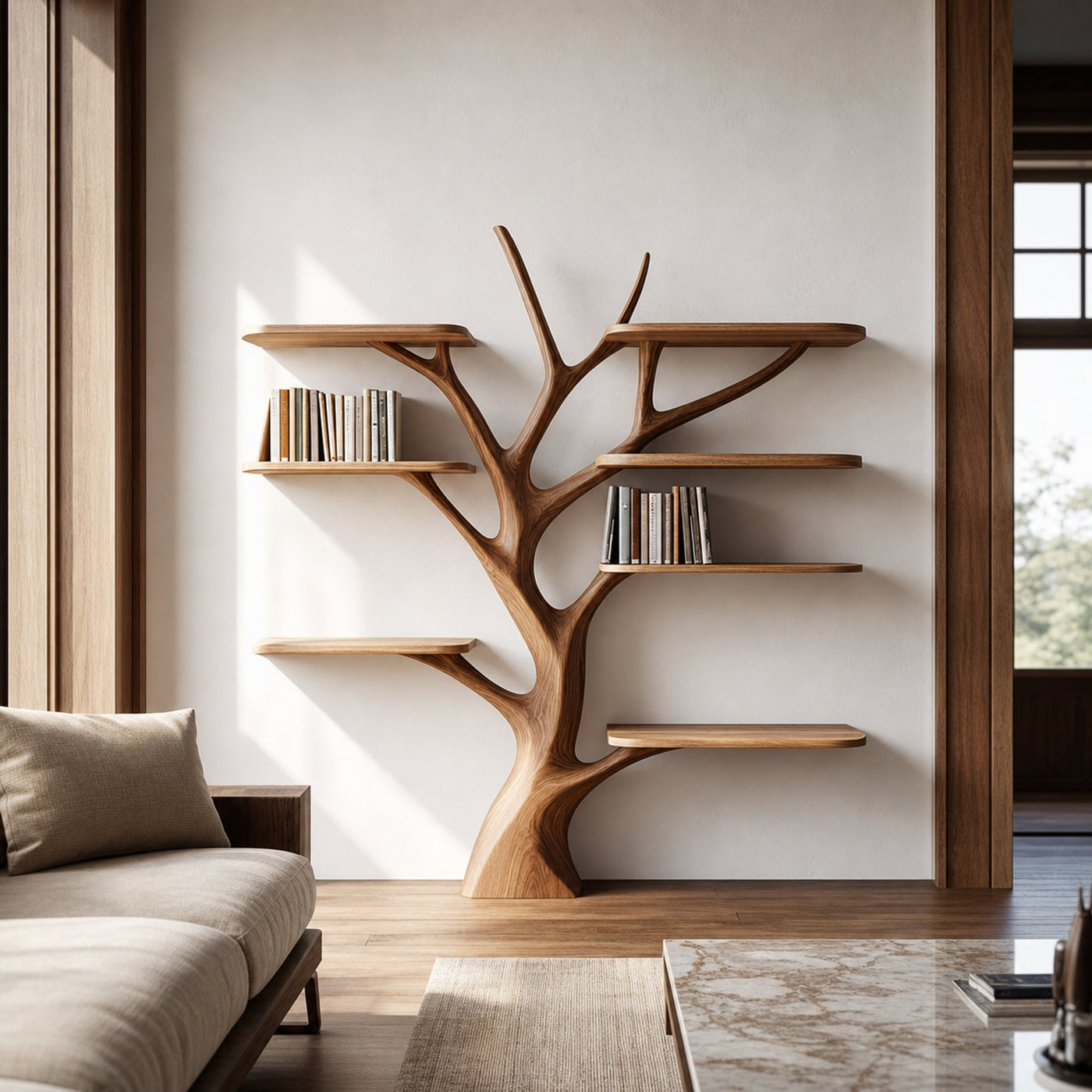 Rustic Organic Branch Bookshelf Living Room Or Study Room