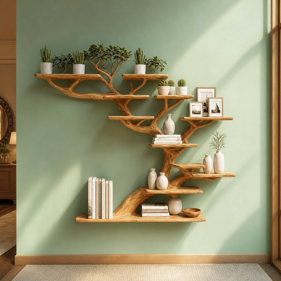 Rustic Organic Branch Shelf Living Room Or Study Room