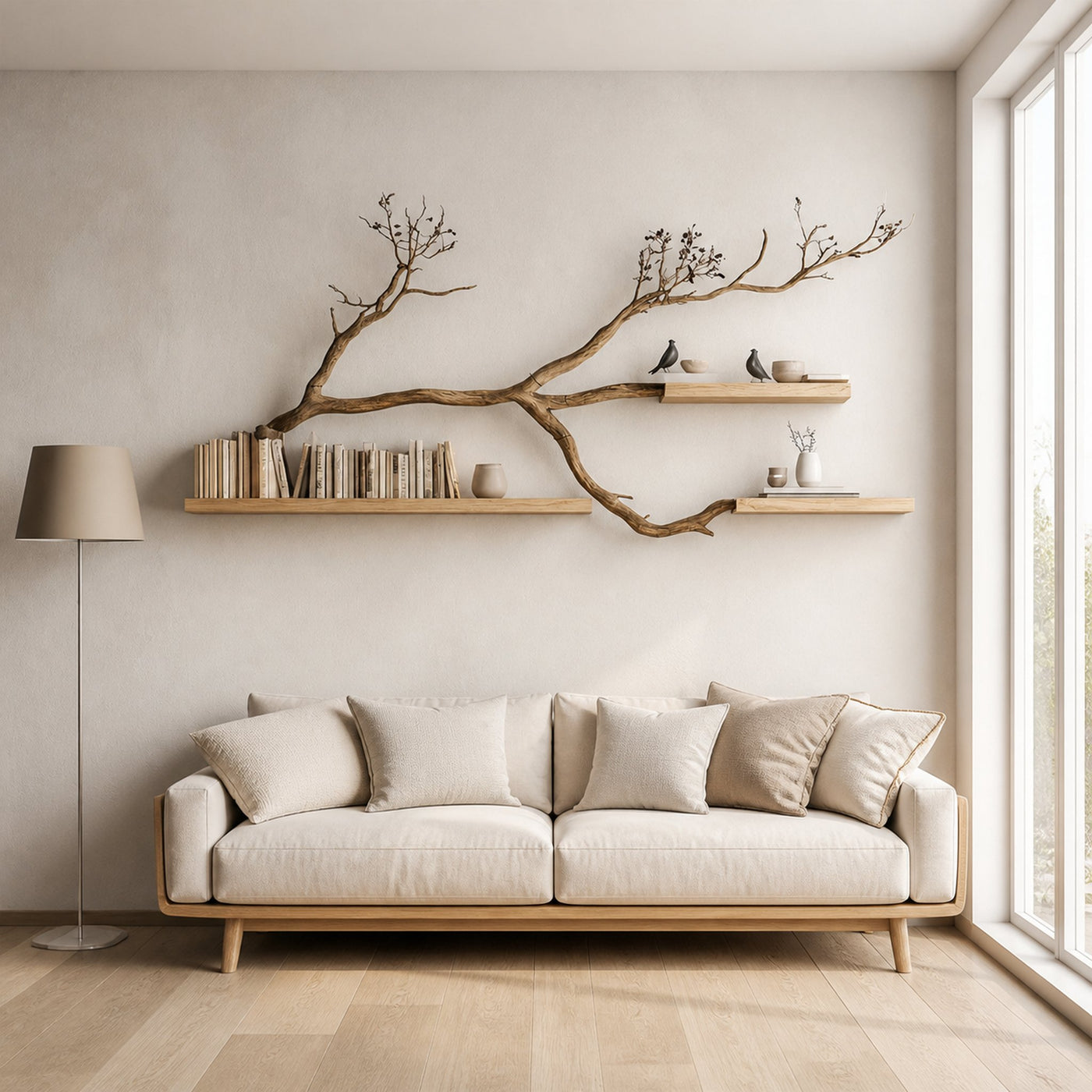 Rustic Organic Branch Shelf Modern Living Or Dining Room