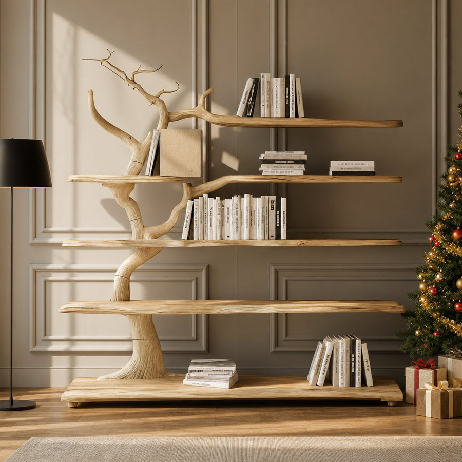 Rustic Organic Decorative Tree Shelf Living Room Or Reading Room