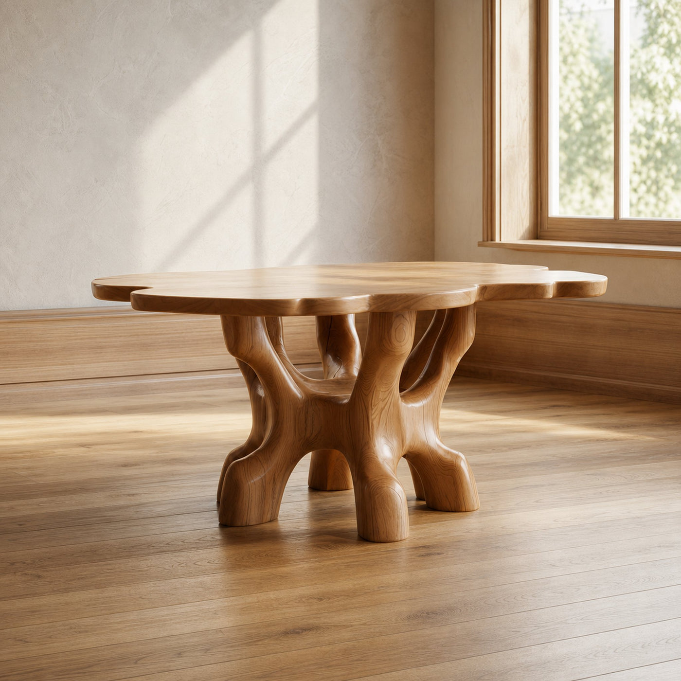 Rustic Organic Sculptural Dining Table Dining Room Or Living Room - product view 2