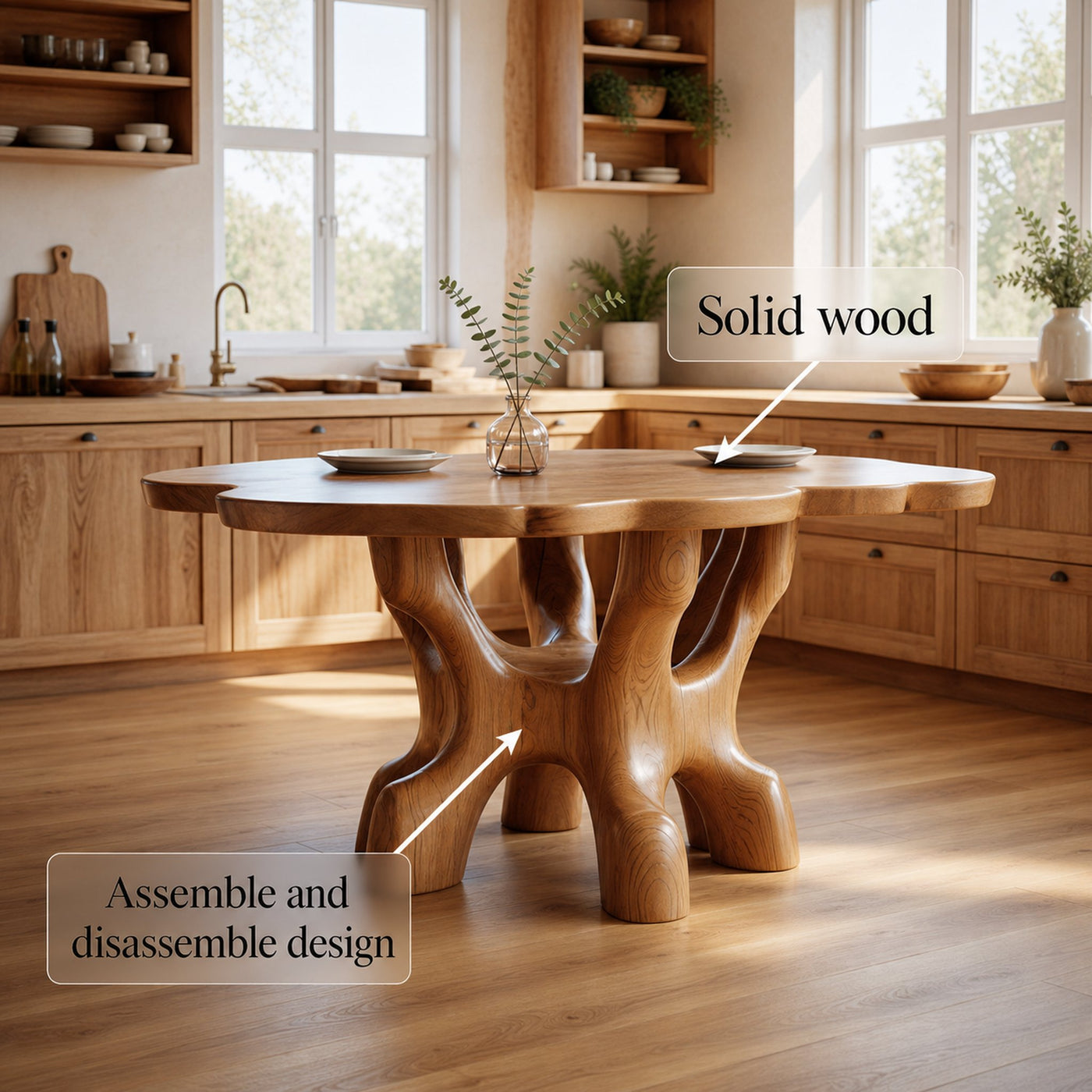 Rustic Organic Sculptural Dining Table Dining Room Or Living Room - product view 4