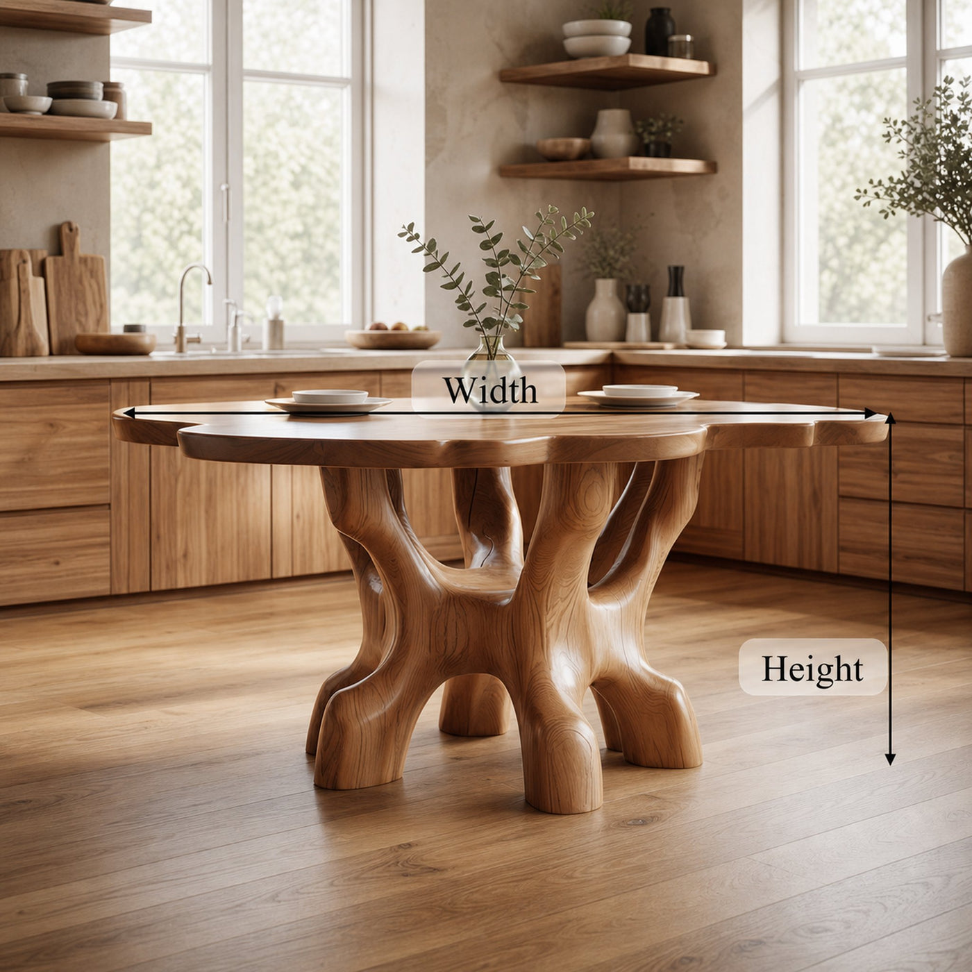 Rustic Organic Sculptural Dining Table Dining Room Or Living Room - product view 5